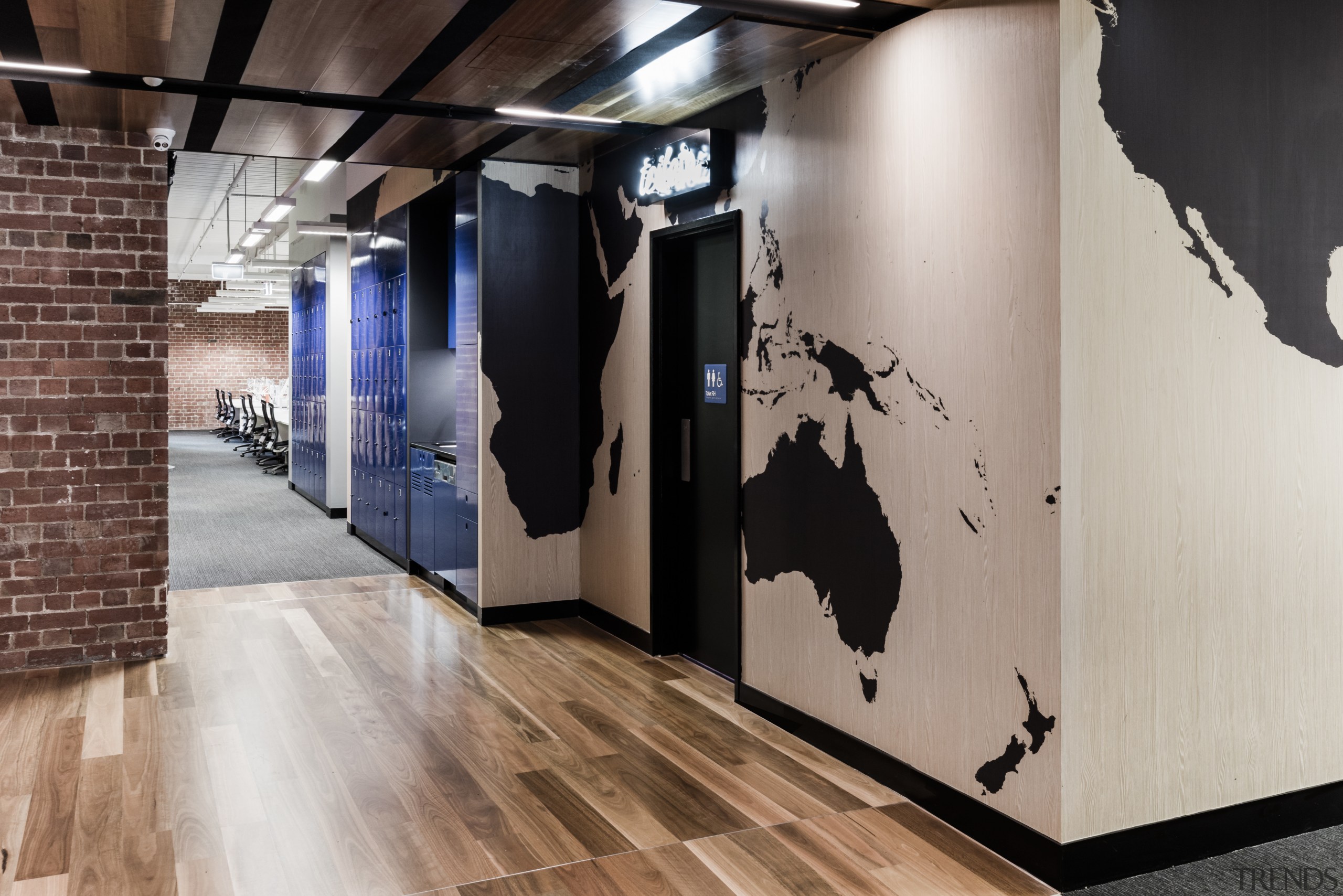 On the workfloor of Lonely Planets new offices, exhibition, floor, flooring, interior design, gray, black