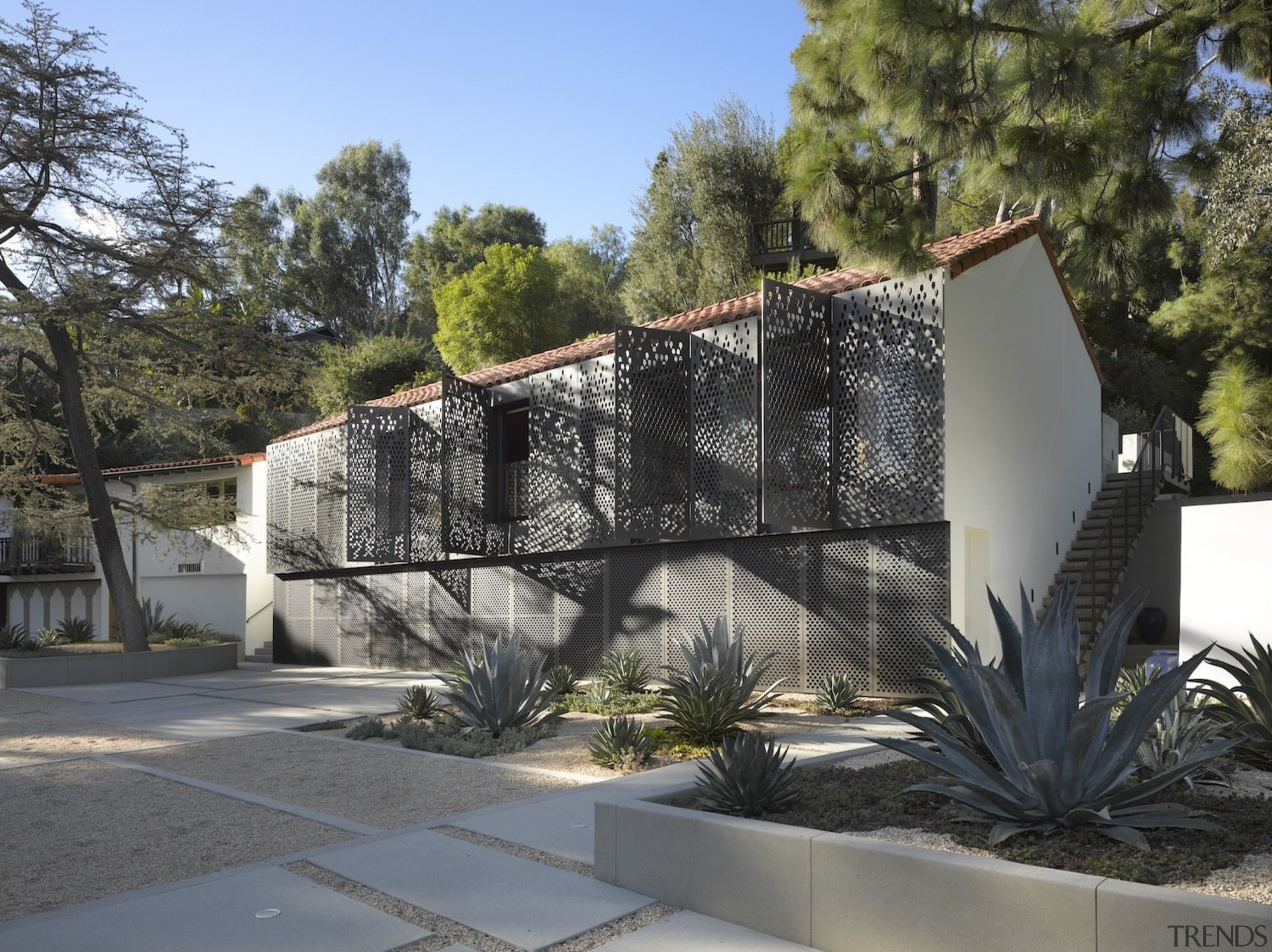 The large sheets open up to reveal the architecture, house, property, real estate, gray, black