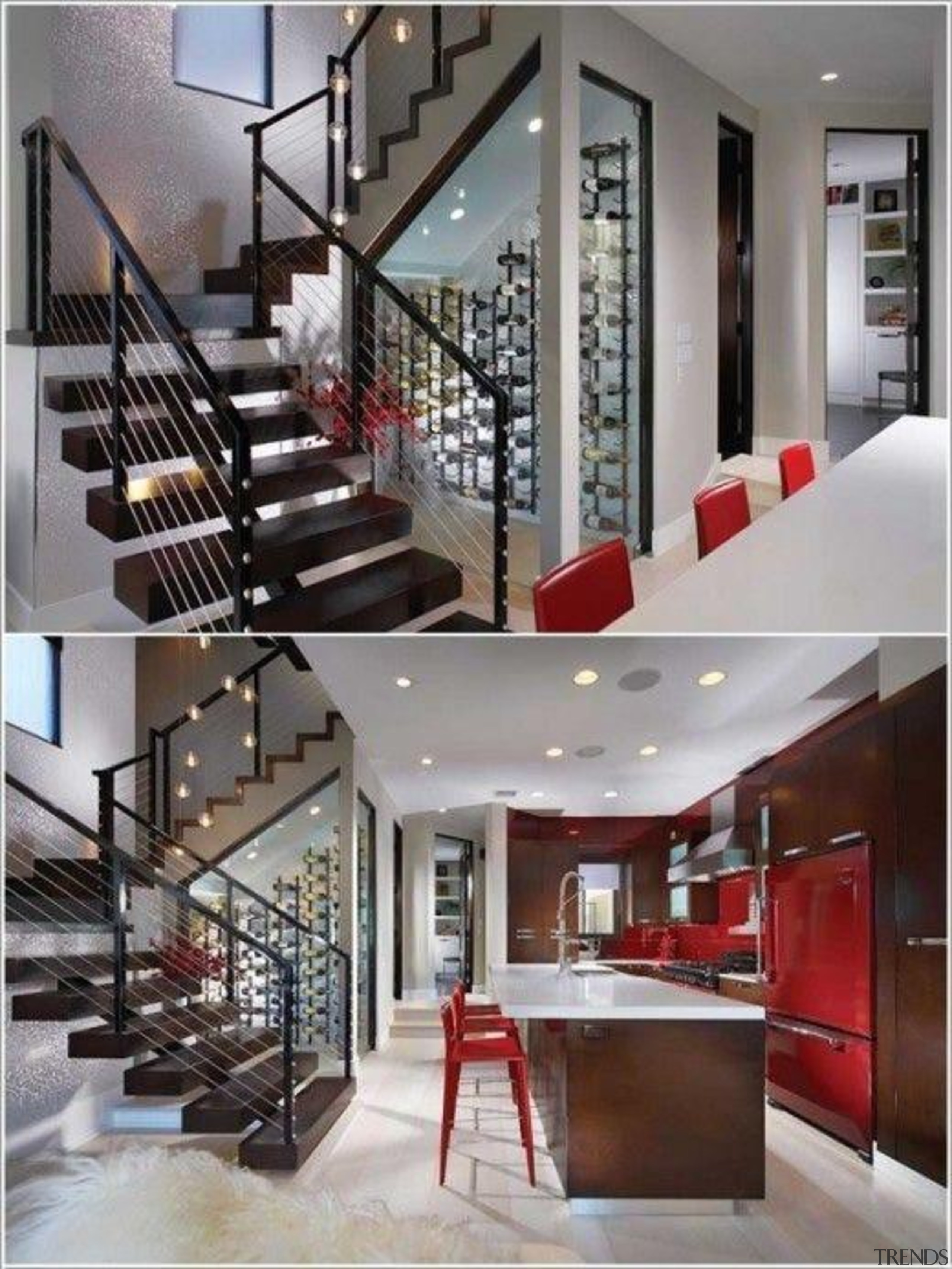 Modern Wine Cellar Ideas - Modern Wine Cellar ceiling, glass, handrail, interior design, lobby, property, stairs, gray