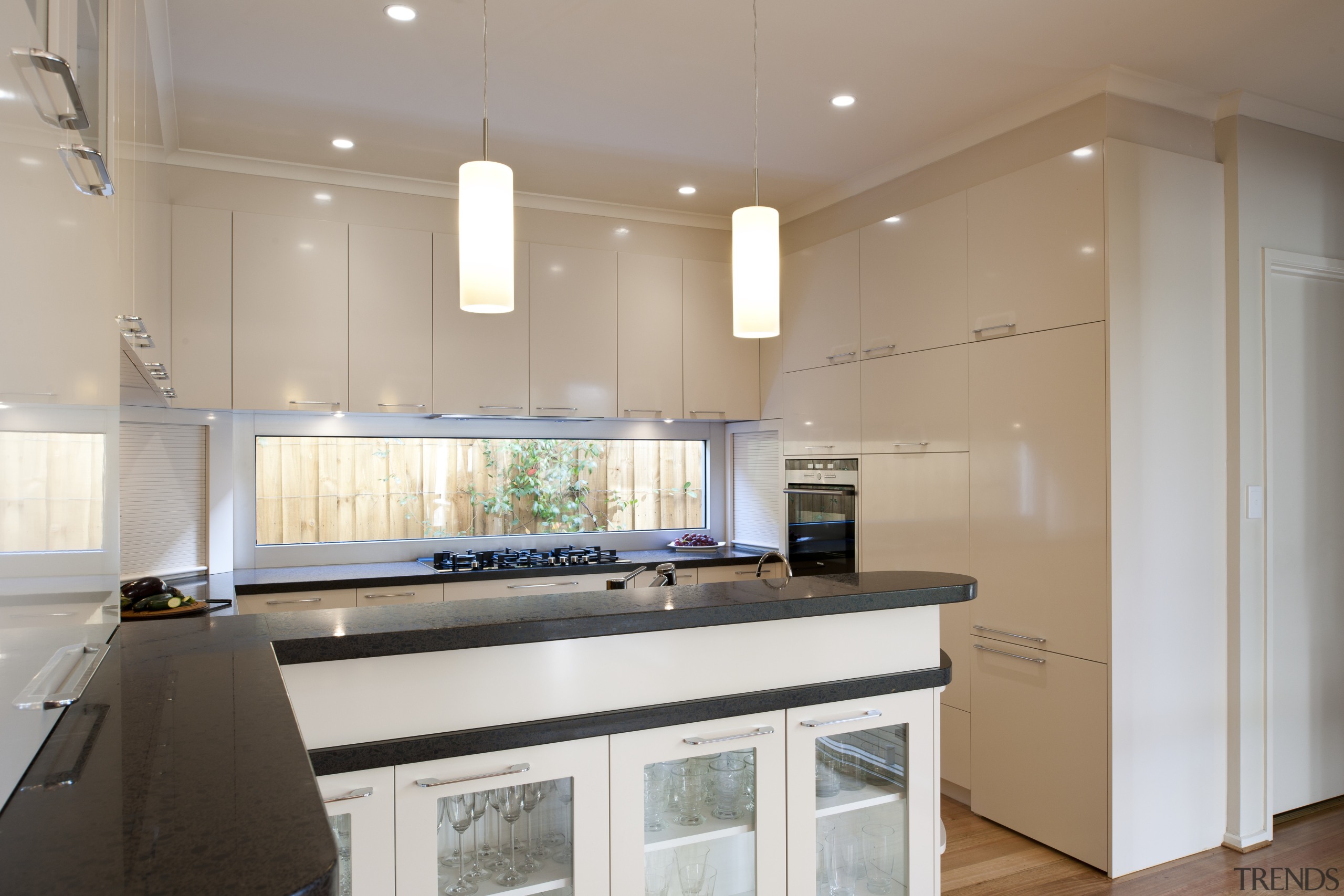 View of contemporary kitchen with white cabinetry and cabinetry, ceiling, countertop, cuisine classique, interior design, kitchen, property, real estate, room, gray