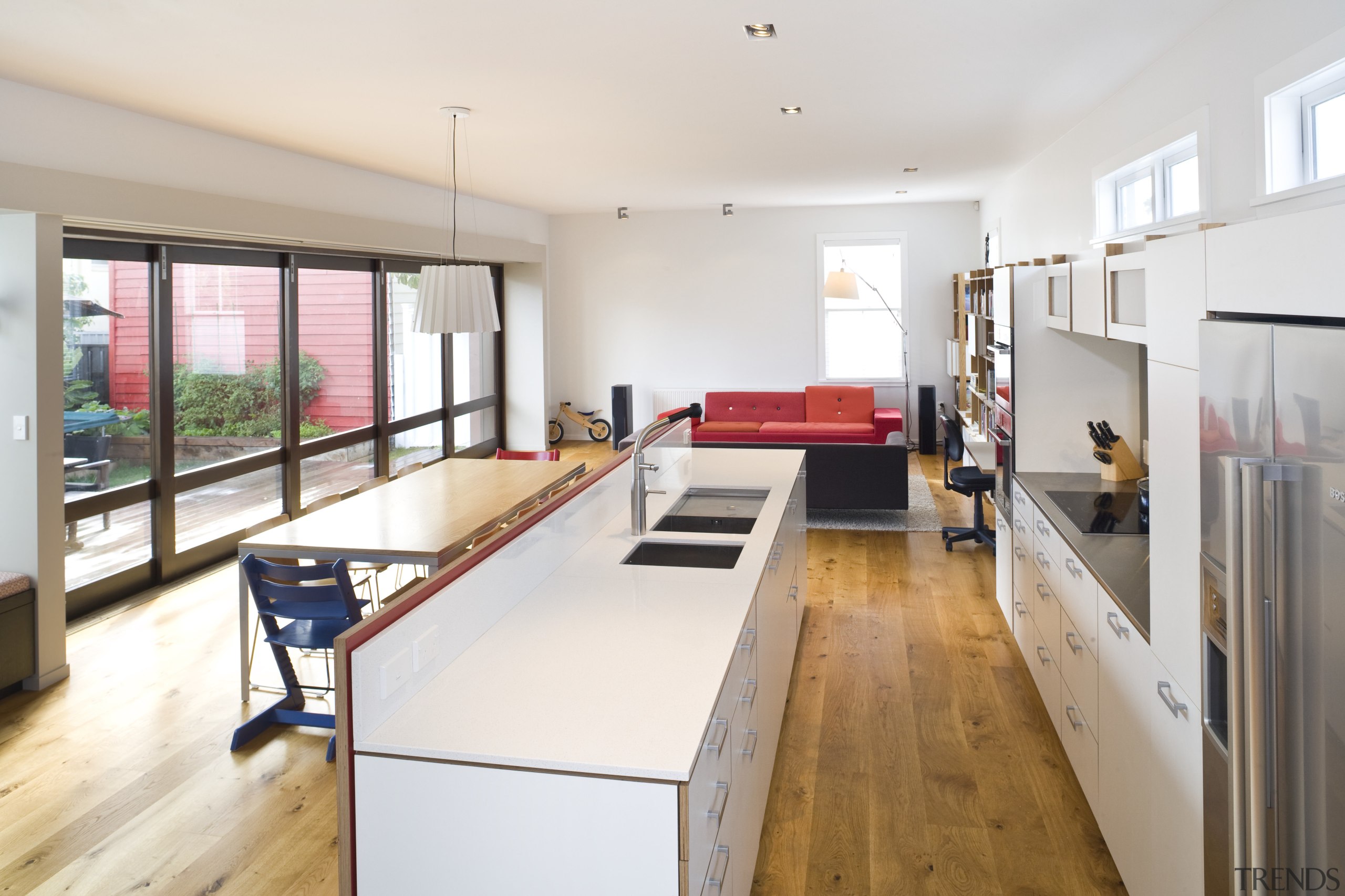 View of open-plan kitchen area which features an house, interior design, real estate, white