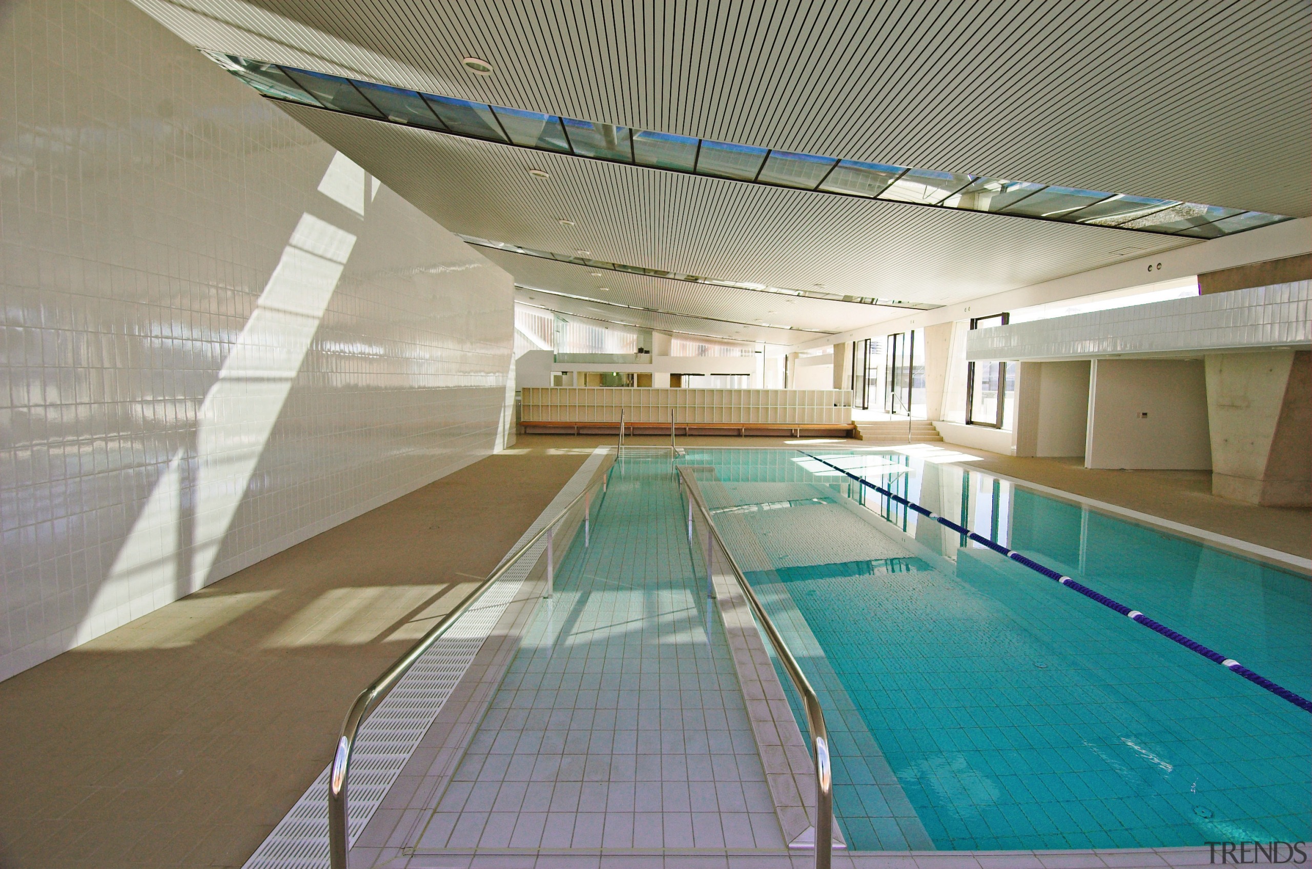 An interior view of the ian thorpe aquatic architecture, daylighting, leisure, leisure centre, sport venue, structure, swimming pool, gray