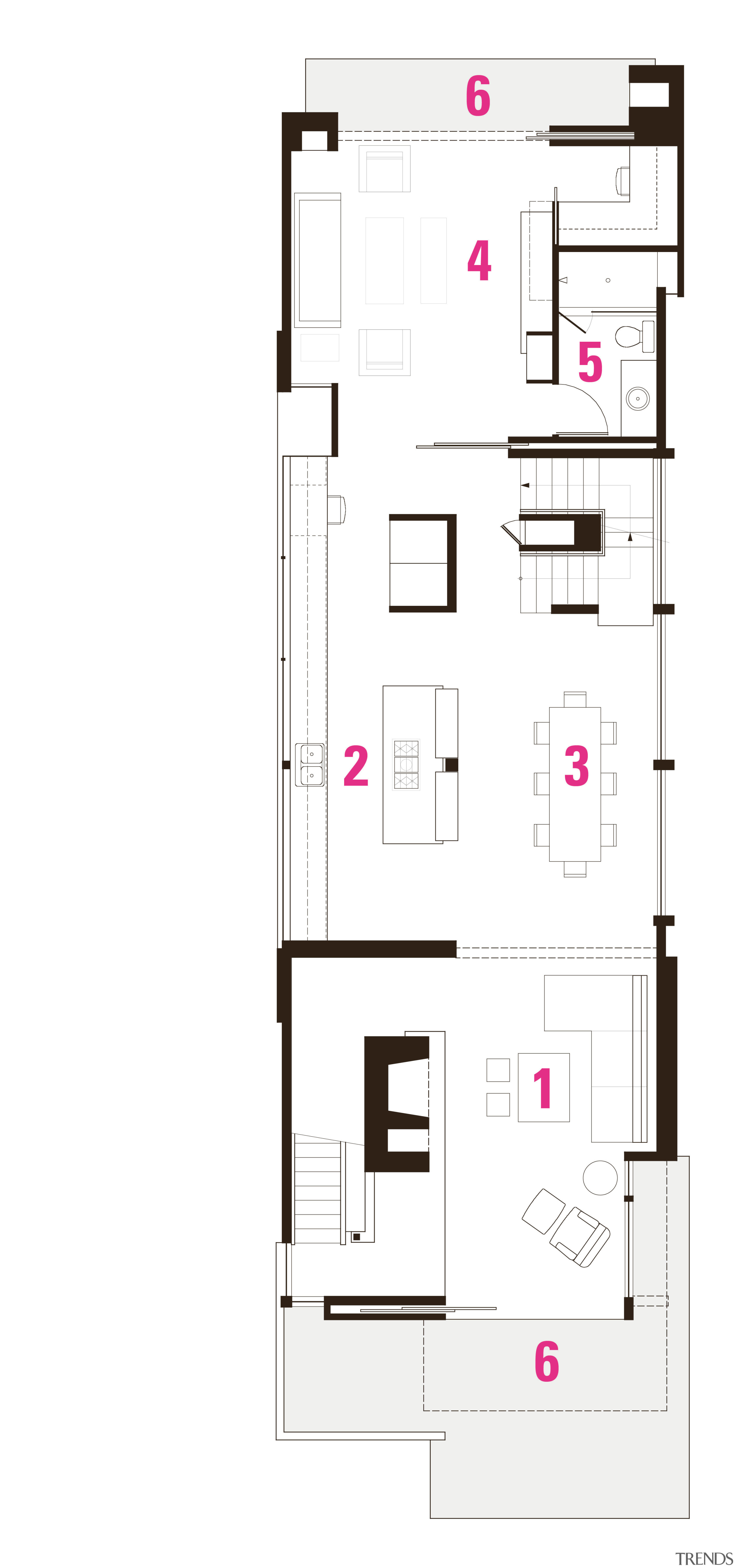 1 den, 2 kitchen, 3 dining, 4 lounge, architecture, area, design, facade, floor plan, line, plan, product, product design, property, square, white