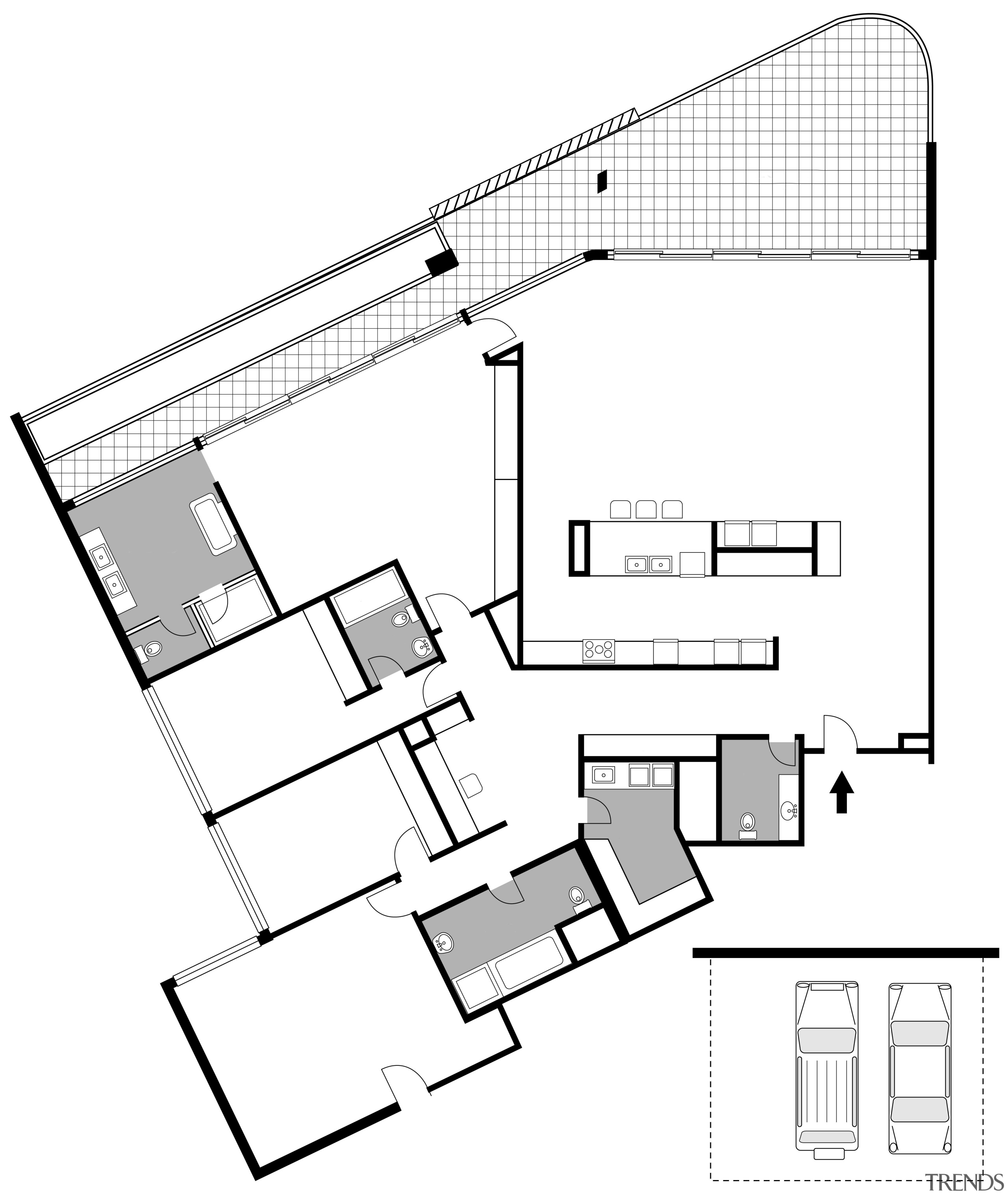 View of architectural floor plans for the Villa angle, area, black and white, design, diagram, drawing, floor plan, font, line, plan, product, product design, square, structure, text, white