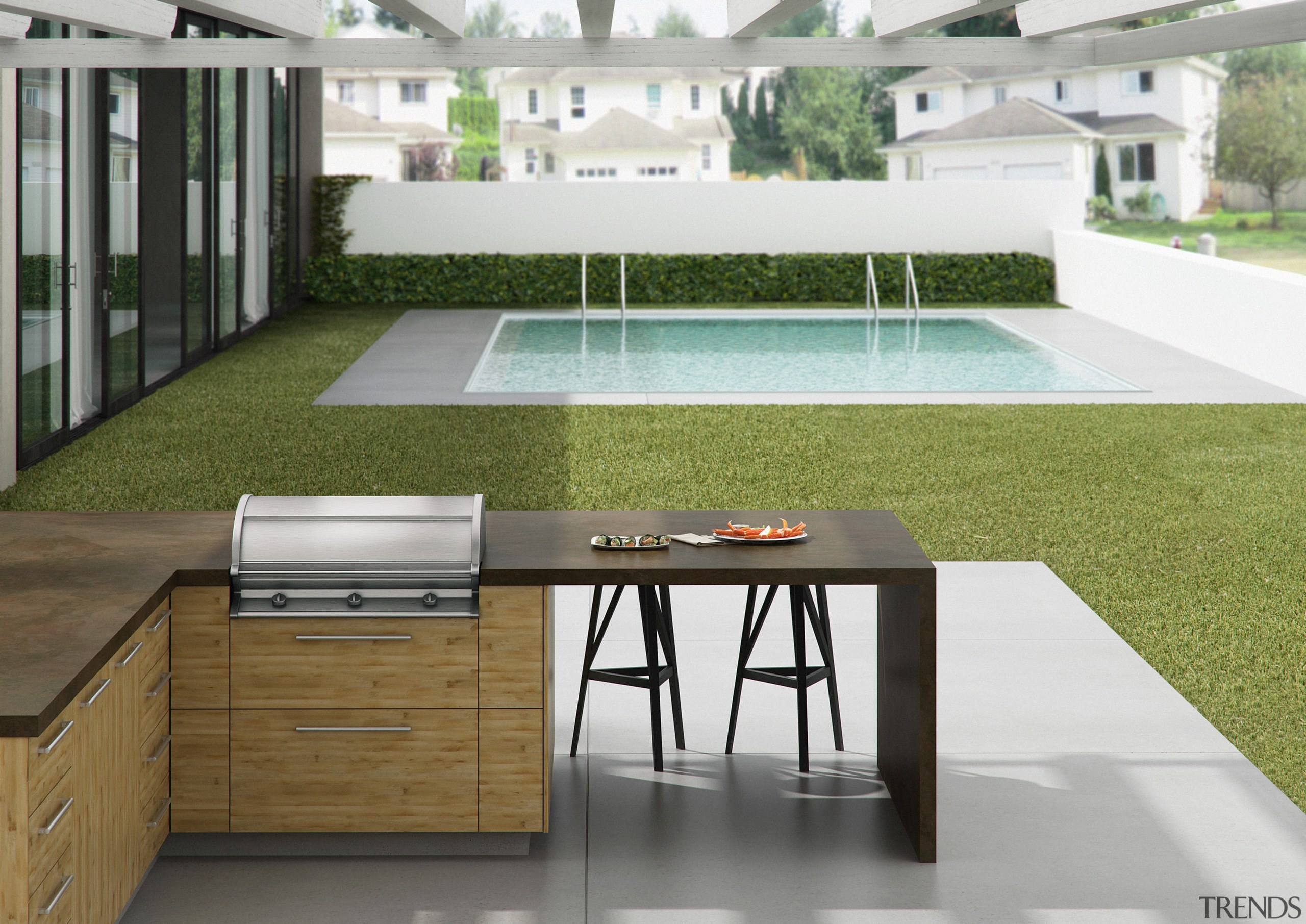 Dekton Cocina Exterior Sirius - Dekton Cocina Exterior architecture, floor, flooring, furniture, house, interior design, patio, product design, table, white, brown