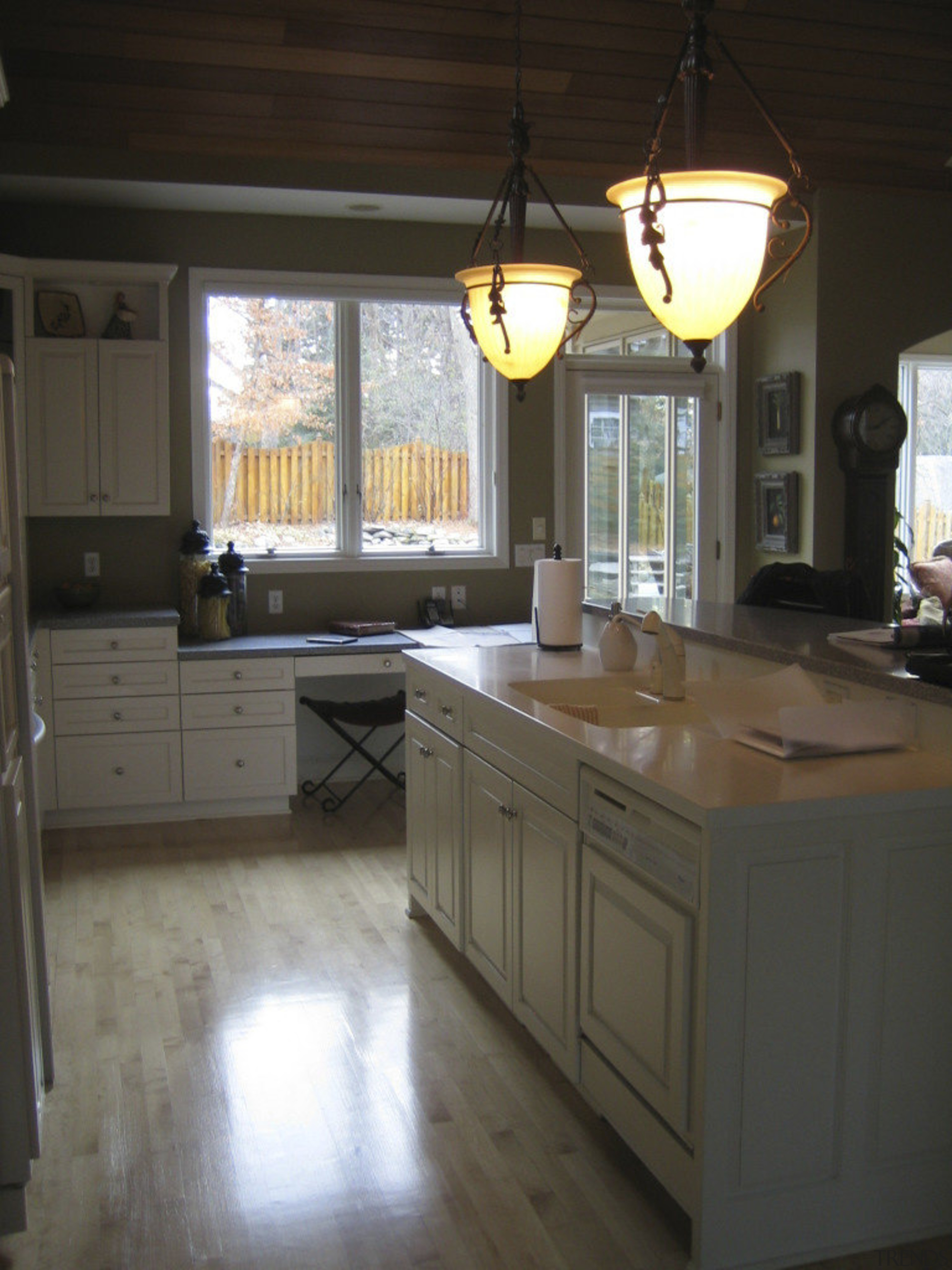 View of a remodeled breakfast room and kitchen cabinetry, countertop, cuisine classique, floor, flooring, hardwood, home, interior design, kitchen, room, window, wood flooring, black