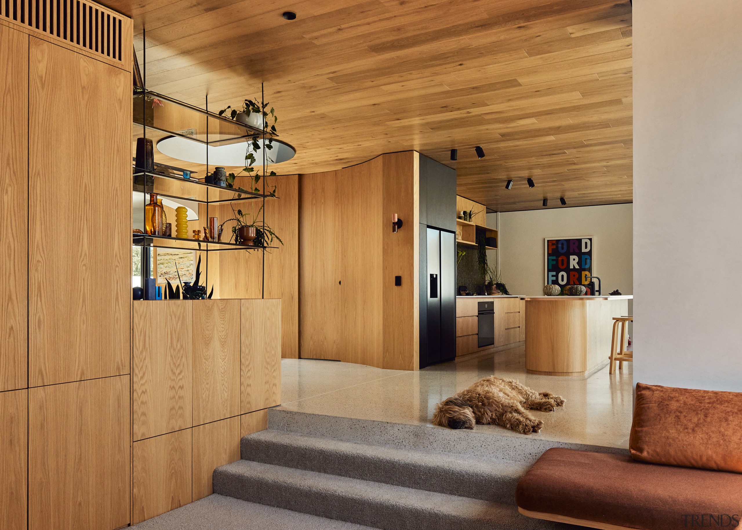 Looking into the kitchen from the sunken living 