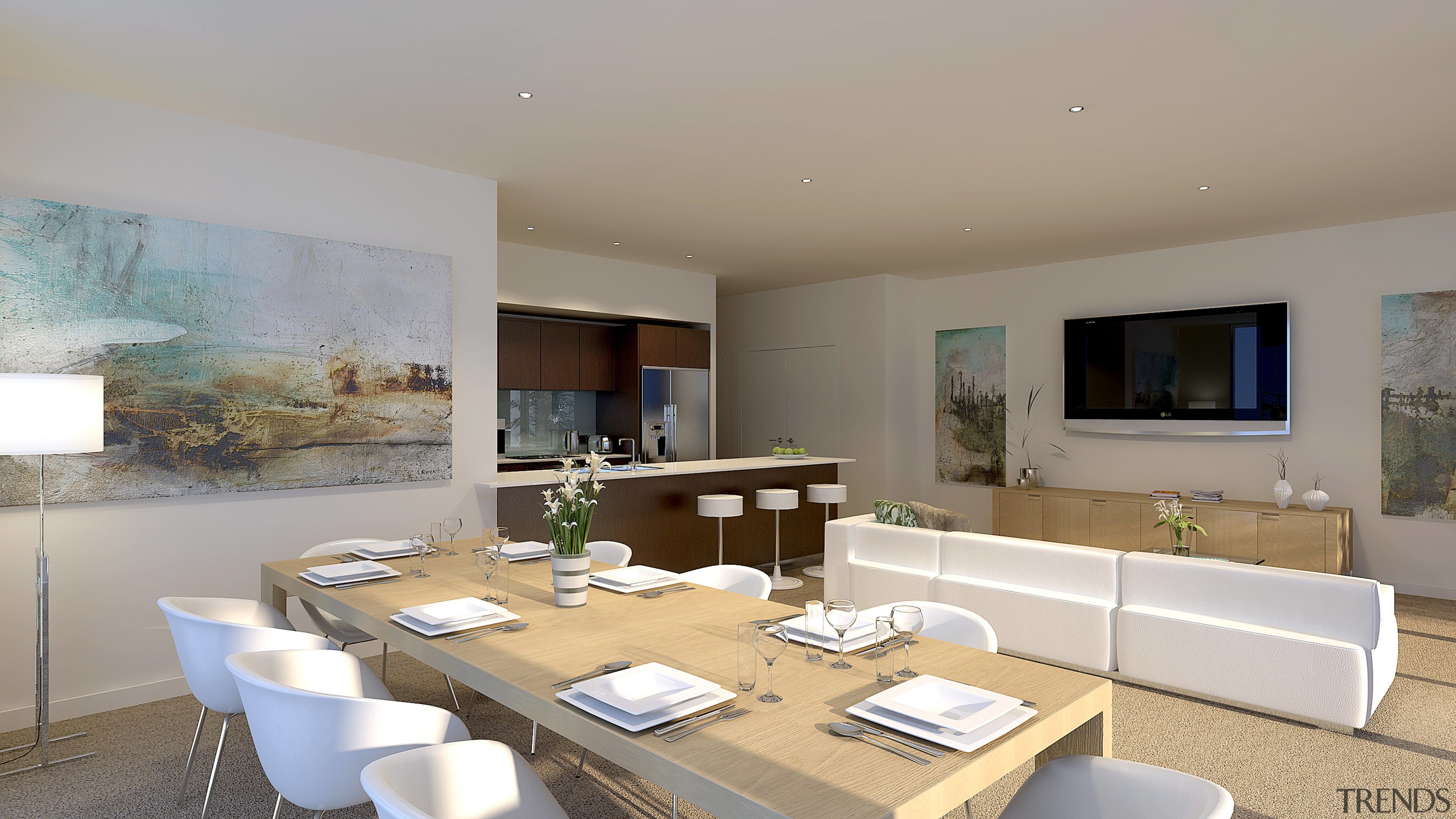 View of the Fairlanes Perth apartment dining area. house, interior design, living room, property, real estate, room, table, gray