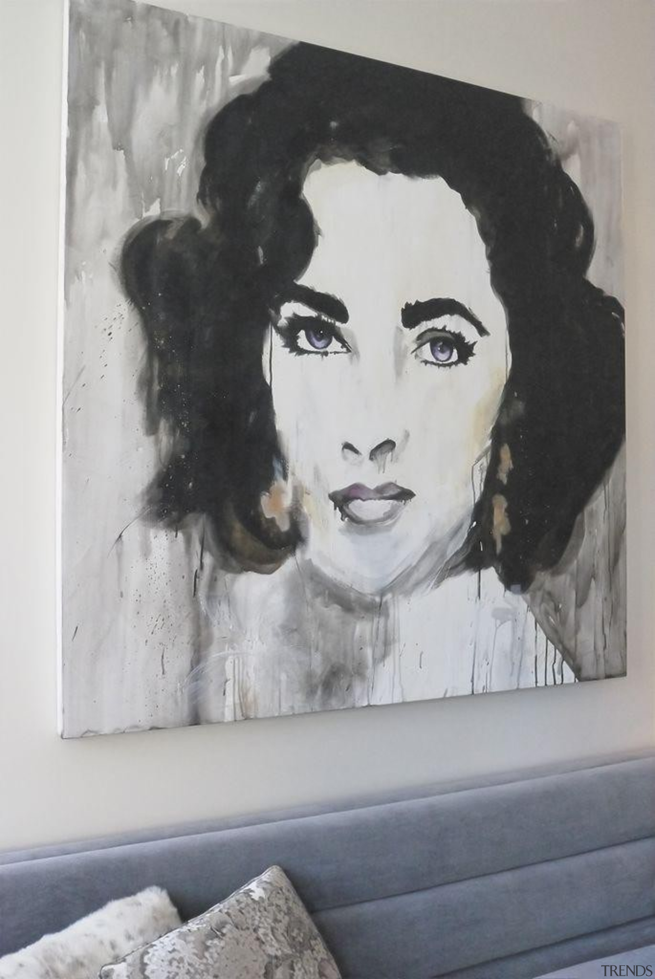 Elizabeth Taylor has locked her gaze at you! art, artwork, drawing, modern art, paint, painting, portrait, watercolor paint, gray