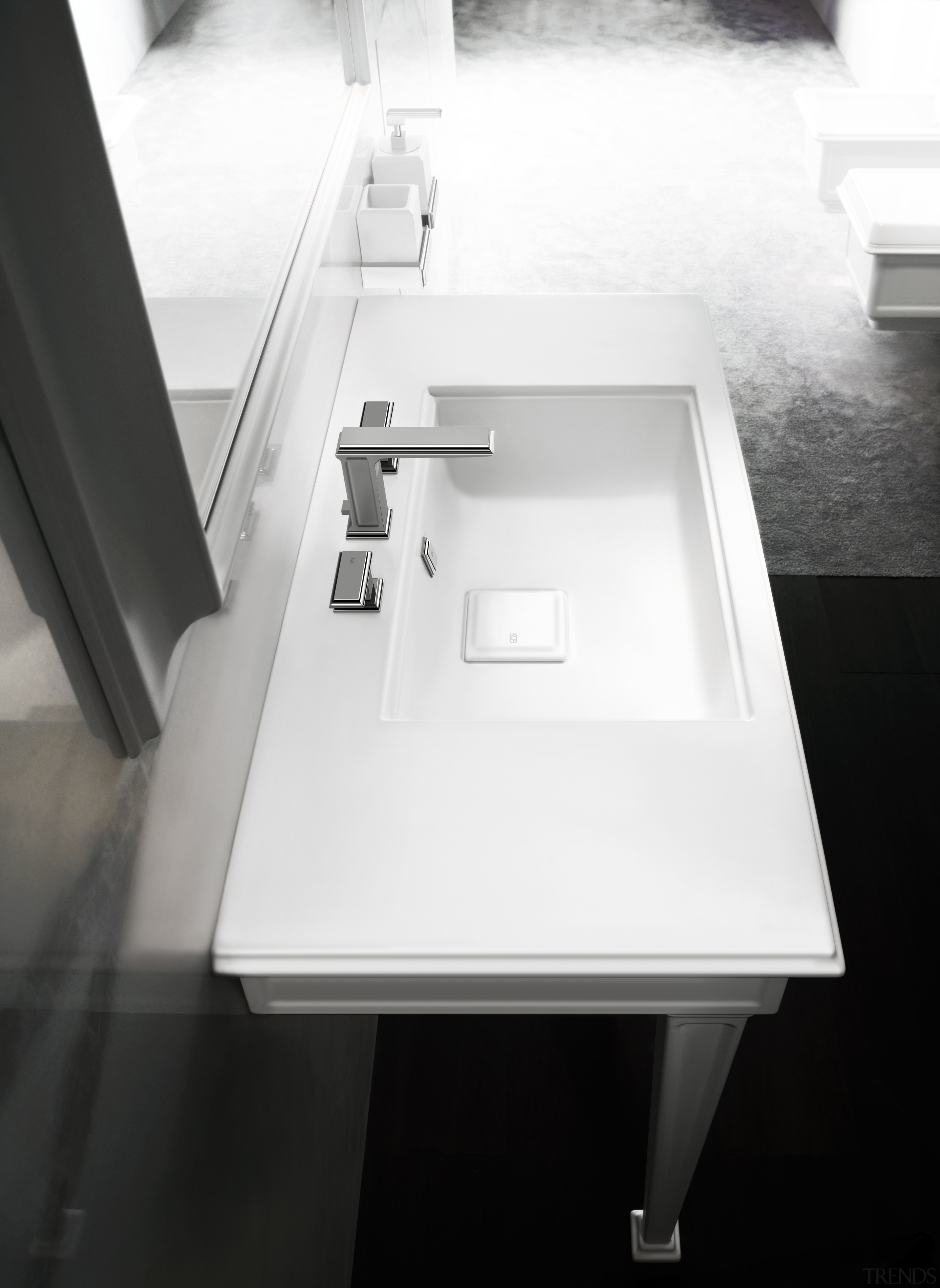 Gessis Fascino solid brass faucets are available in angle, bathroom sink, coffee table, desk, furniture, plumbing fixture, product, product design, sink, table, tap, white, black