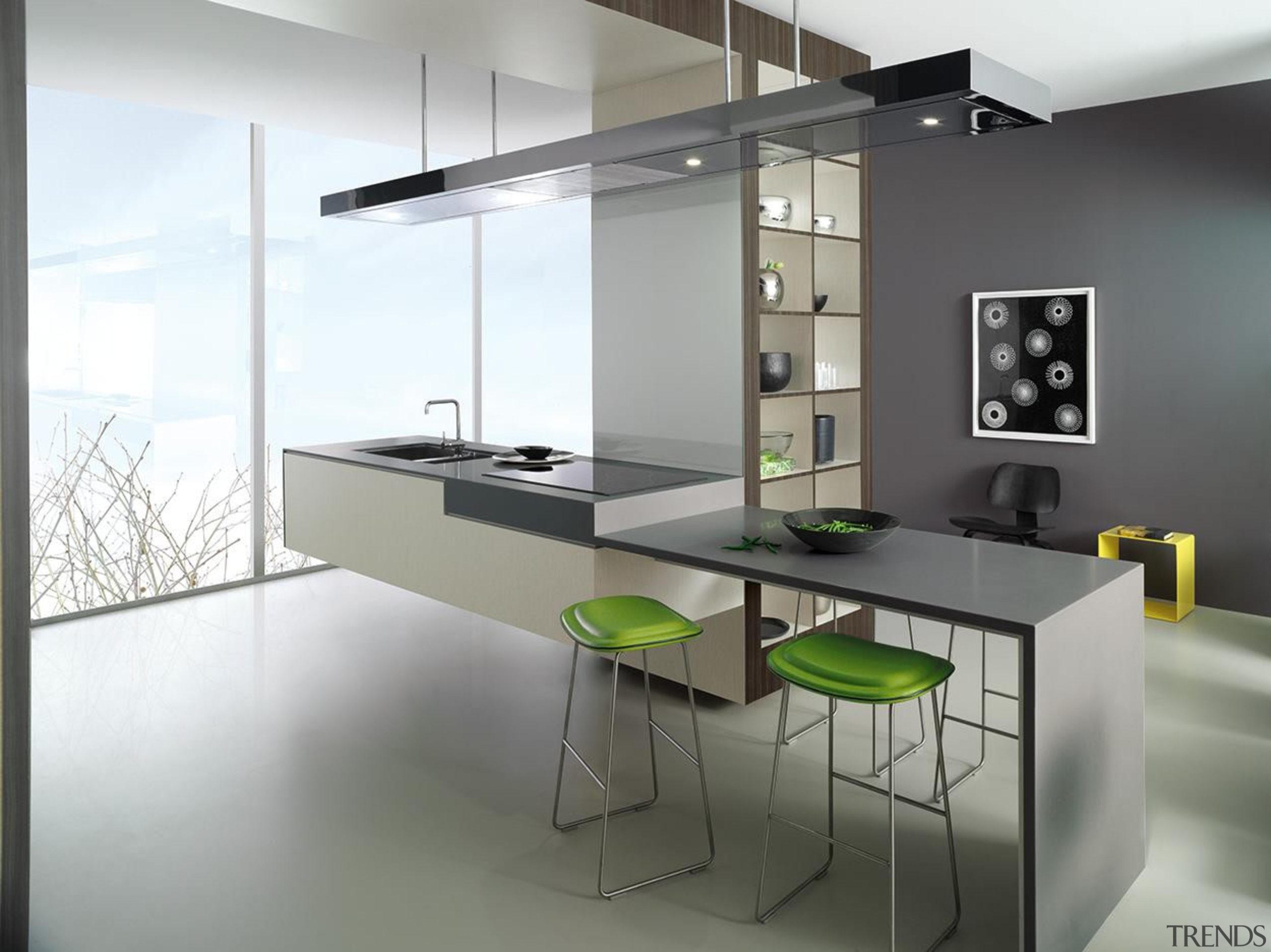 Laminex Solid Surface helps create inspirational interiors with countertop, furniture, glass, interior design, kitchen, product design, table, gray