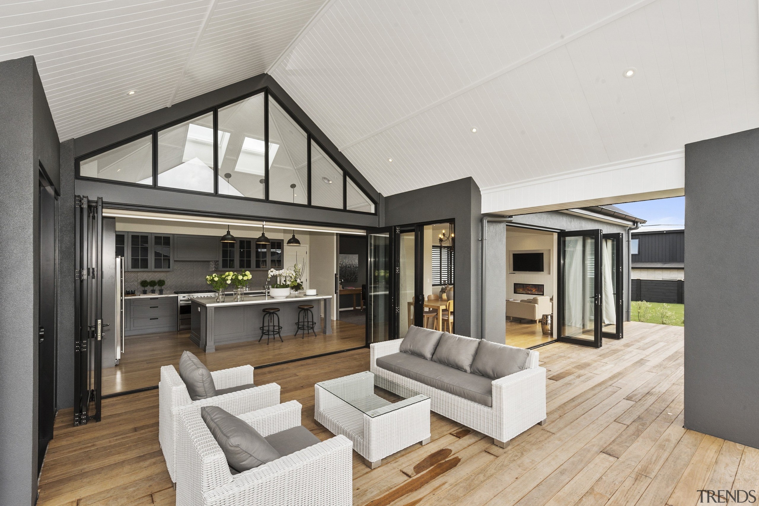 This wonderful outdoor portico which is perfect for architecture, floor, house, interior design, living room, penthouse apartment, real estate, gray