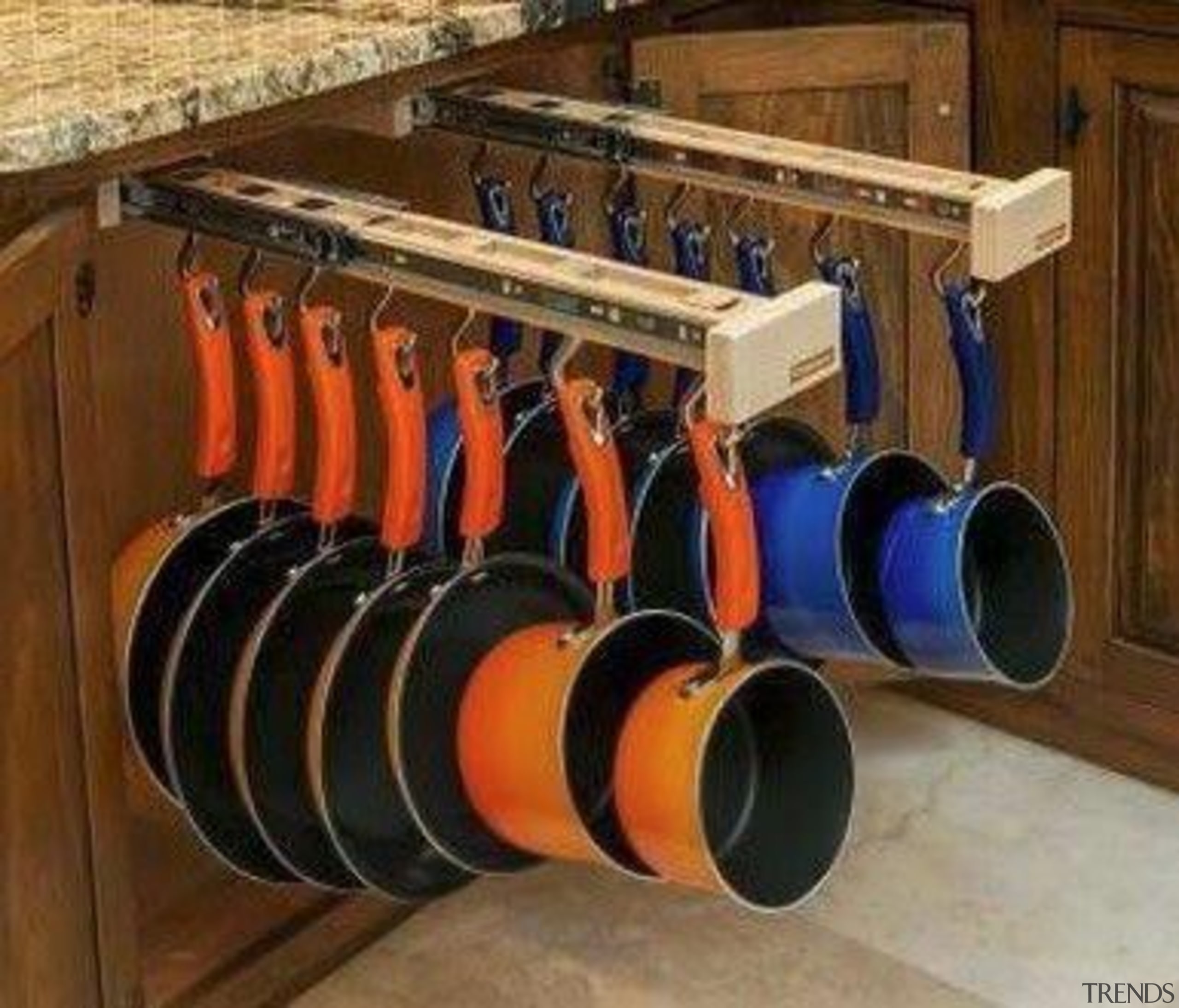 Great Storage solution although the track system is kitchen organizer, pipe, brown