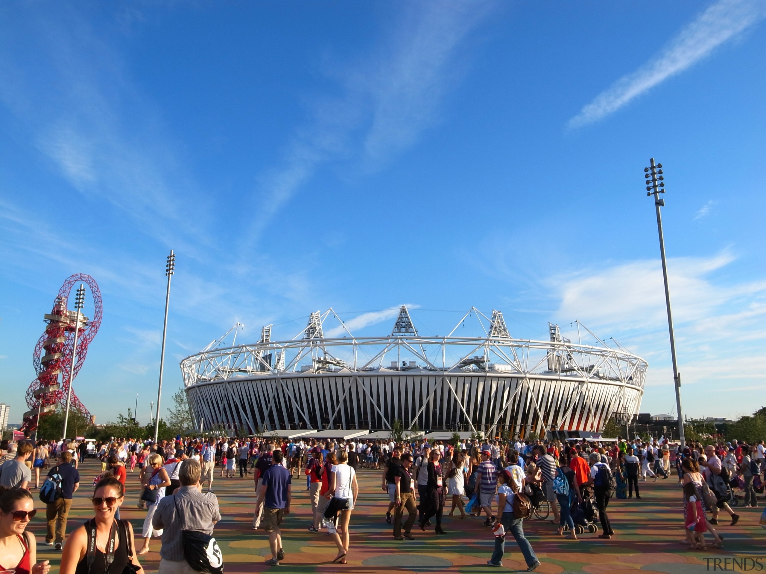 A report on contemporary stadia by architects Populous architecture, arena, crowd, event, fair, festival, fun, landmark, sky, sport venue, stadium, tourism, tourist attraction, teal