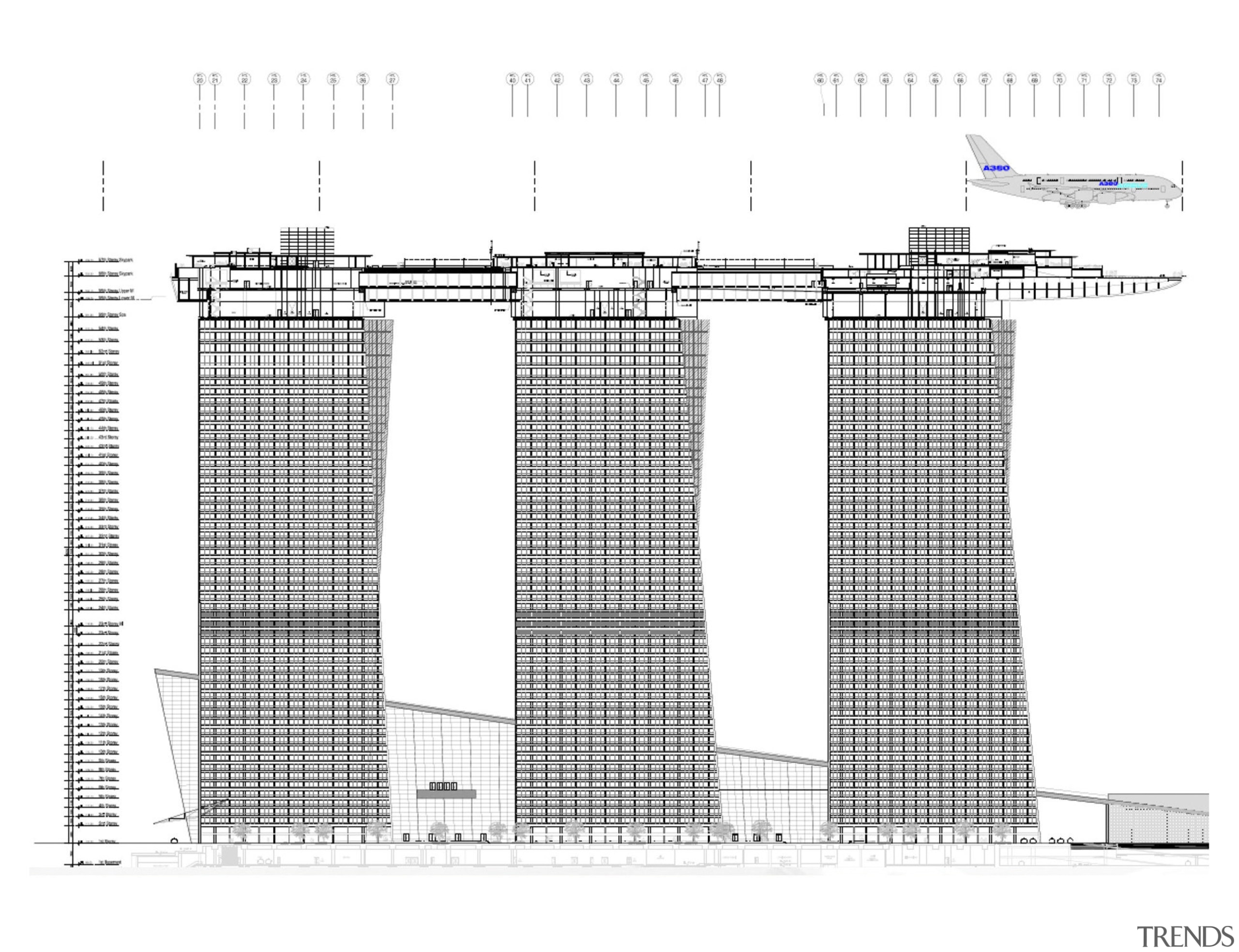 Marina Bay Sands, Singapore - Marina Bay Sands, architecture, building, design, elevation, facade, line, product design, scaffolding, skyscraper, structure, white