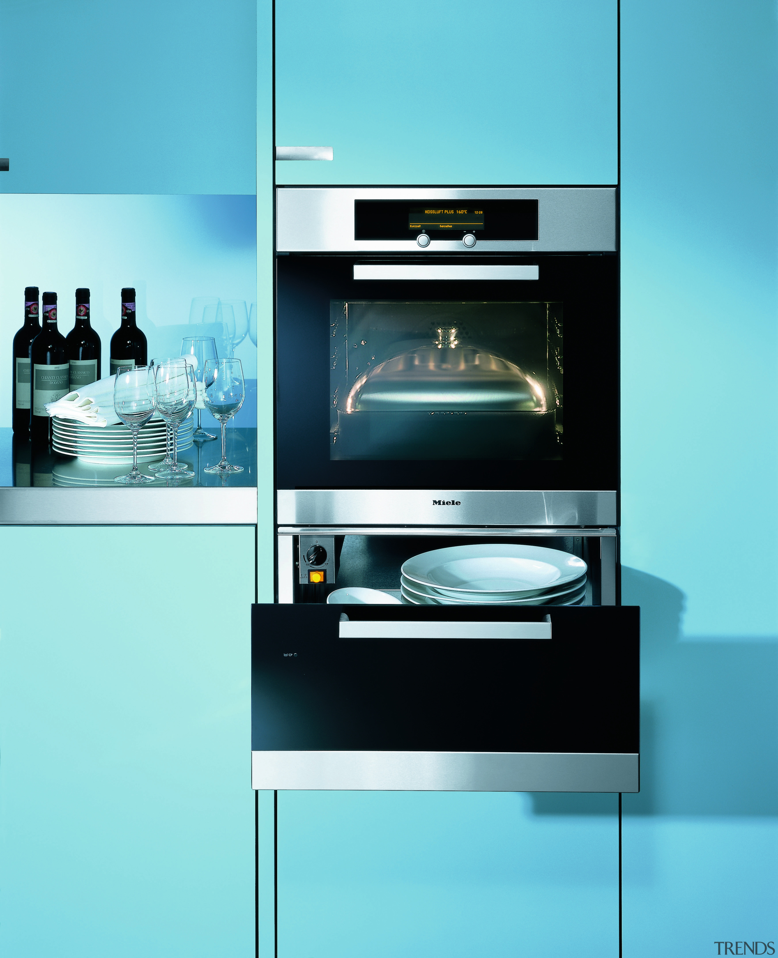 Close up view of the multi function ovens furniture, home appliance, kitchen appliance, product, product design, teal