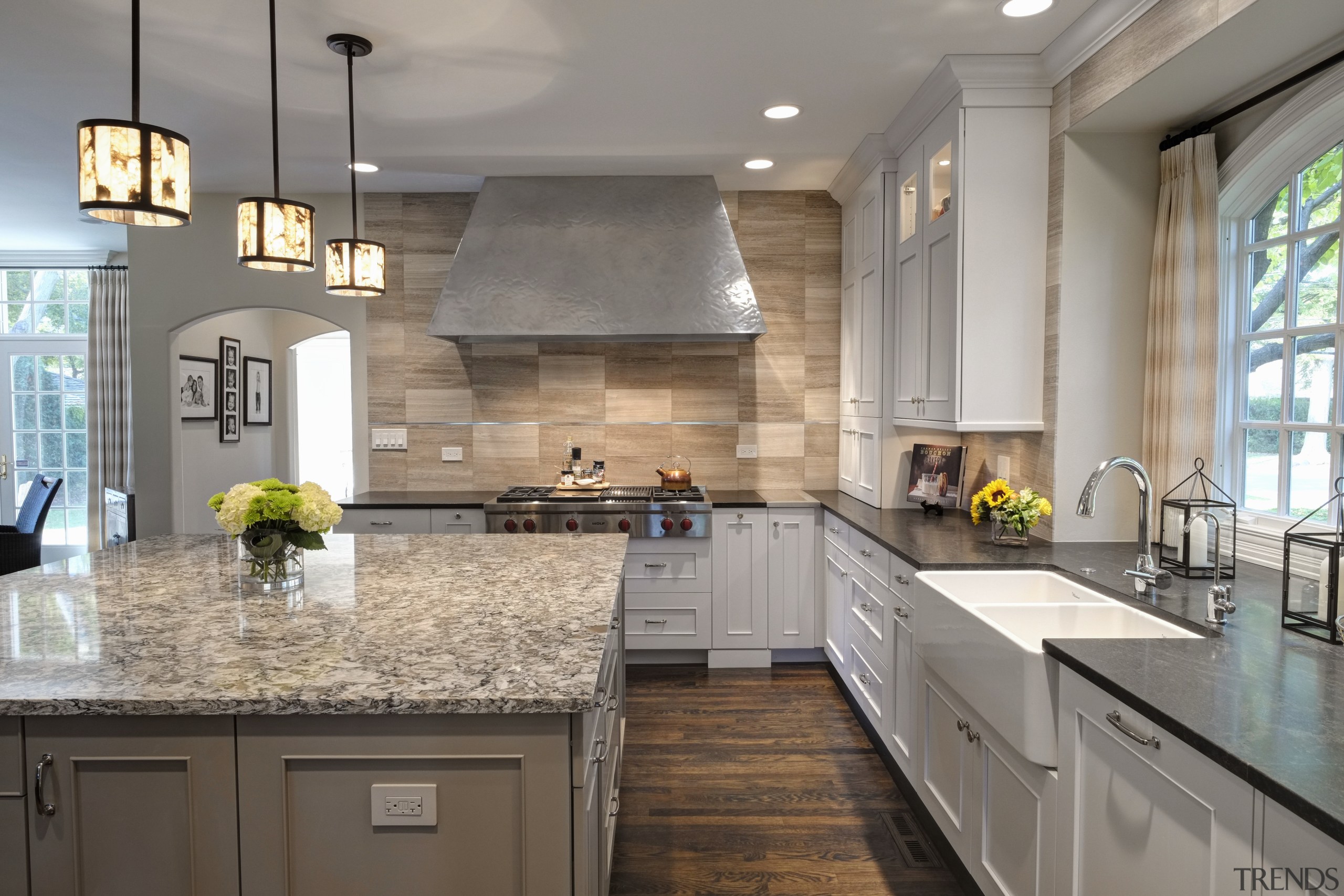 Traditional kitchen with French influence by Drury Design cabinetry, countertop, cuisine classique, home, interior design, kitchen, room, gray