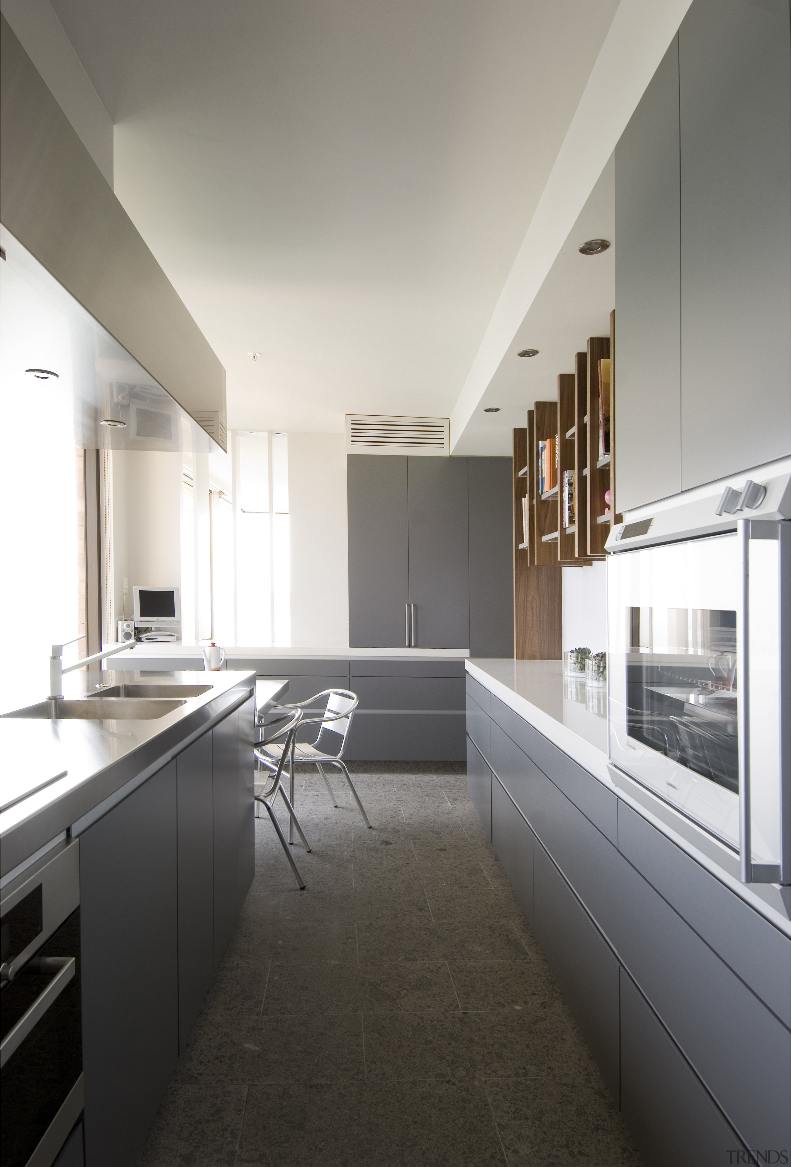 View of kitchen - View of kitchen - architecture, countertop, daylighting, house, interior design, kitchen, real estate, white, gray