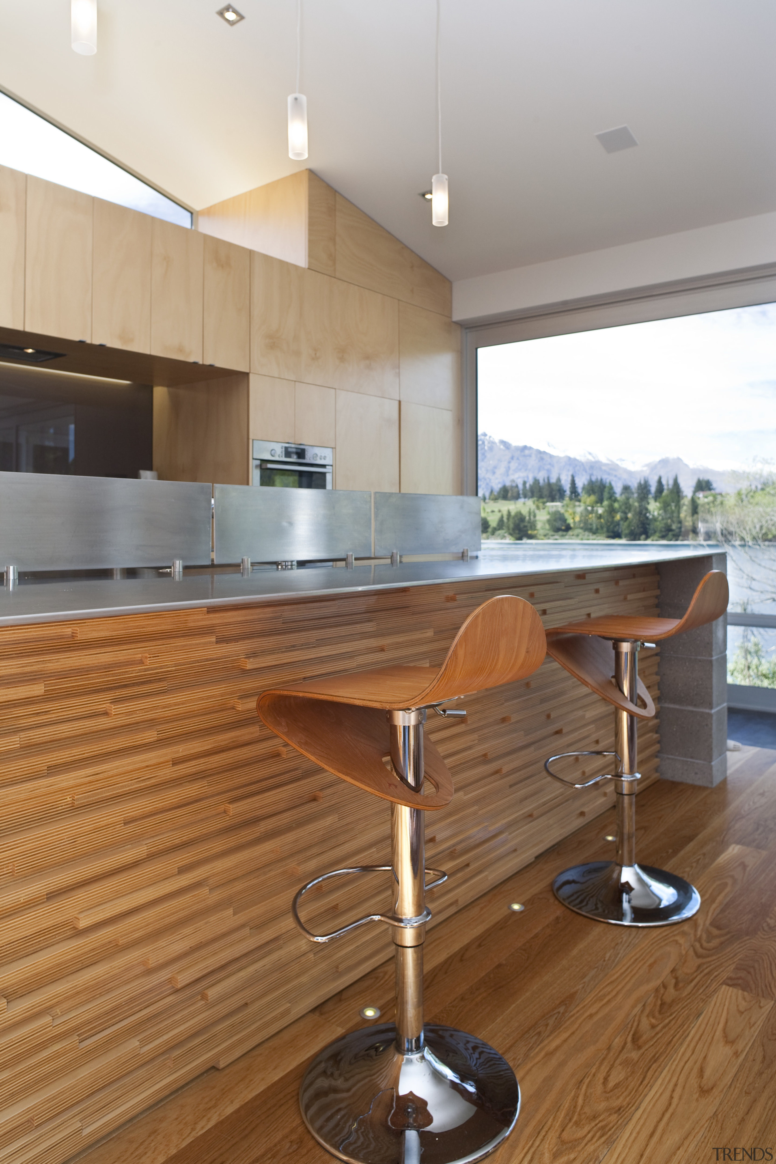 View of kitchen designed by 2 Architecture Studio architecture, countertop, floor, flooring, hardwood, house, interior design, kitchen, laminate flooring, real estate, room, table, wood, wood flooring, brown