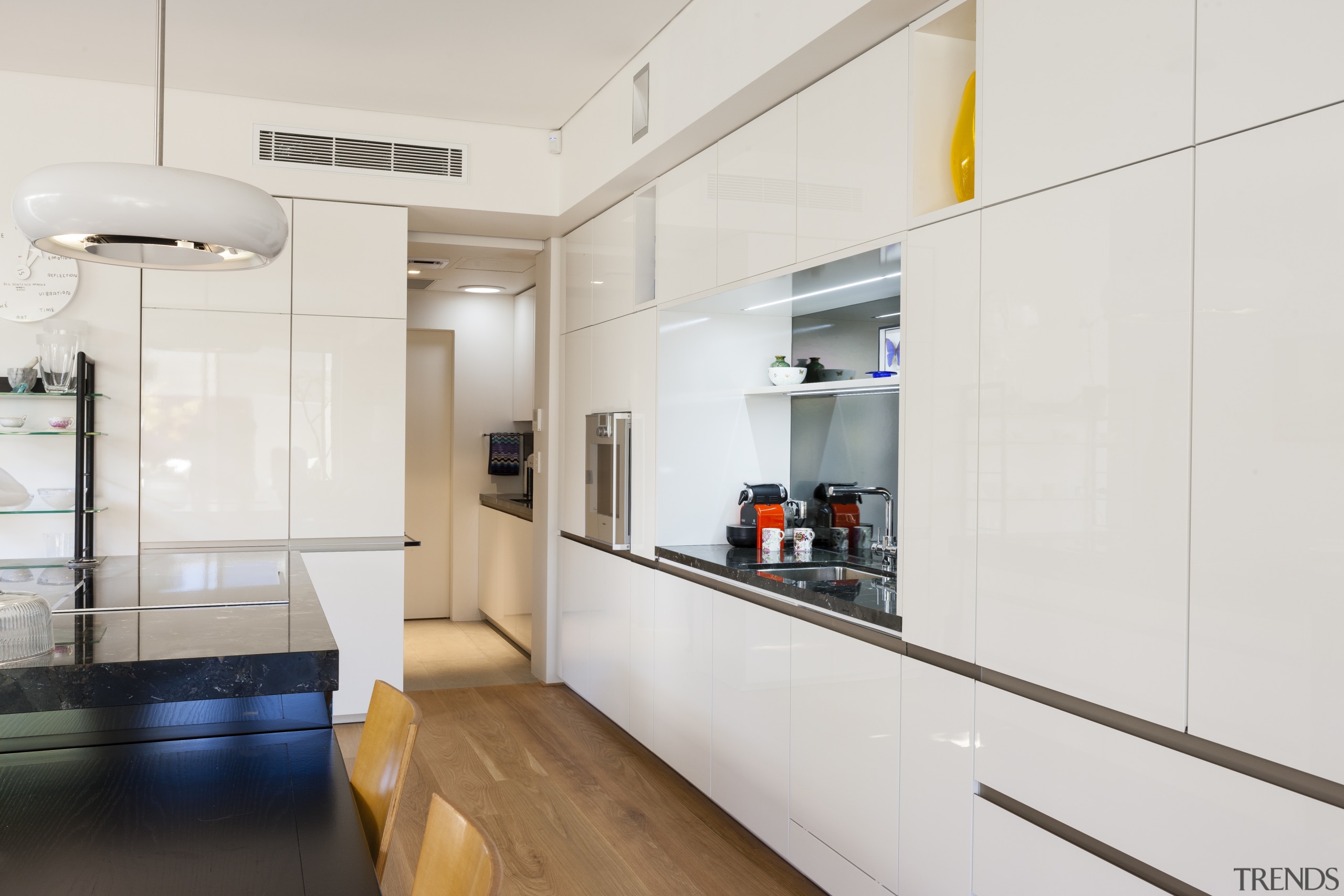 Front to back  new house by designer floor, interior design, kitchen, real estate, white