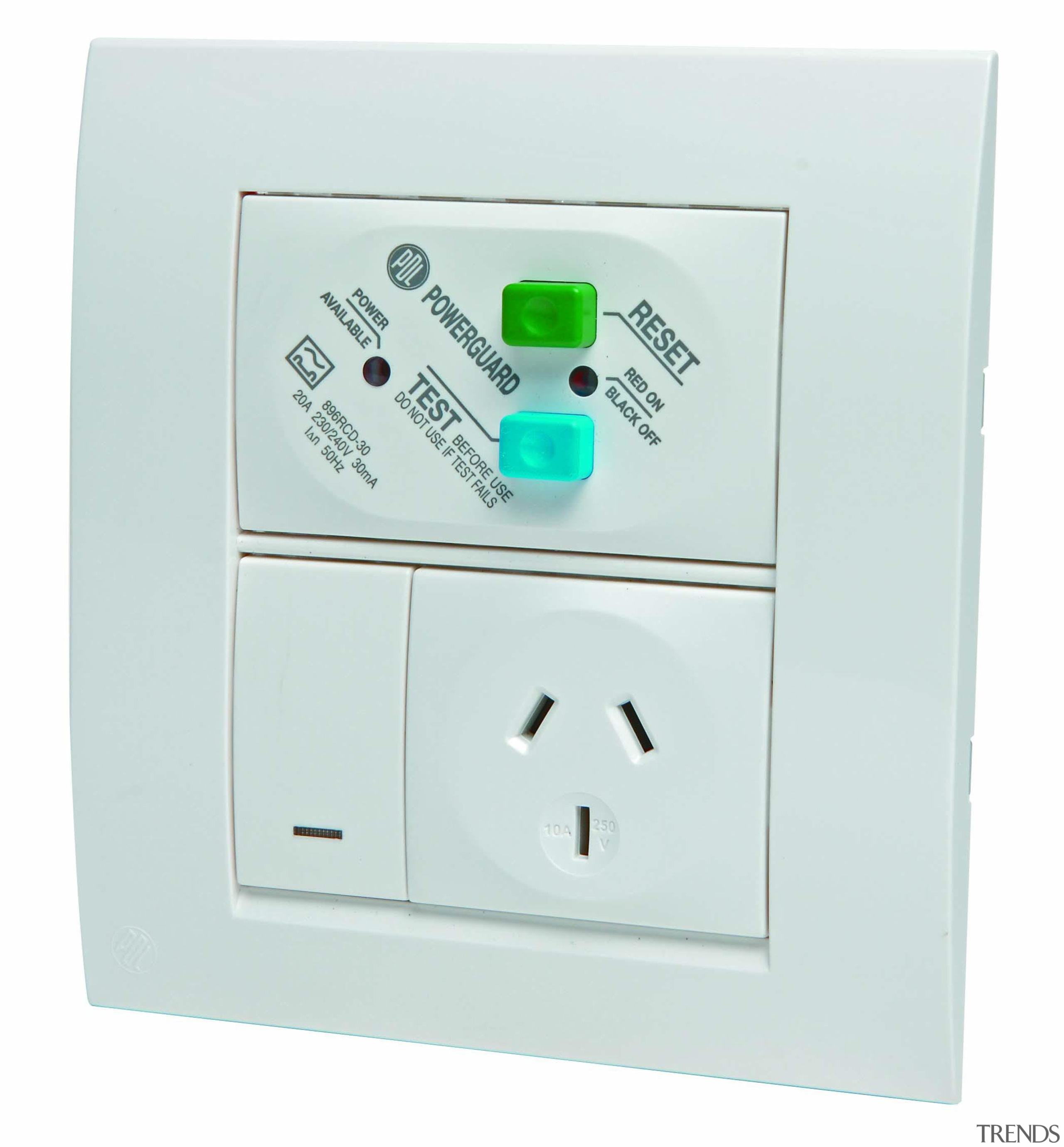 Modena single socket with RCD protection - White ac power plugs and socket outlets, switch, technology, white