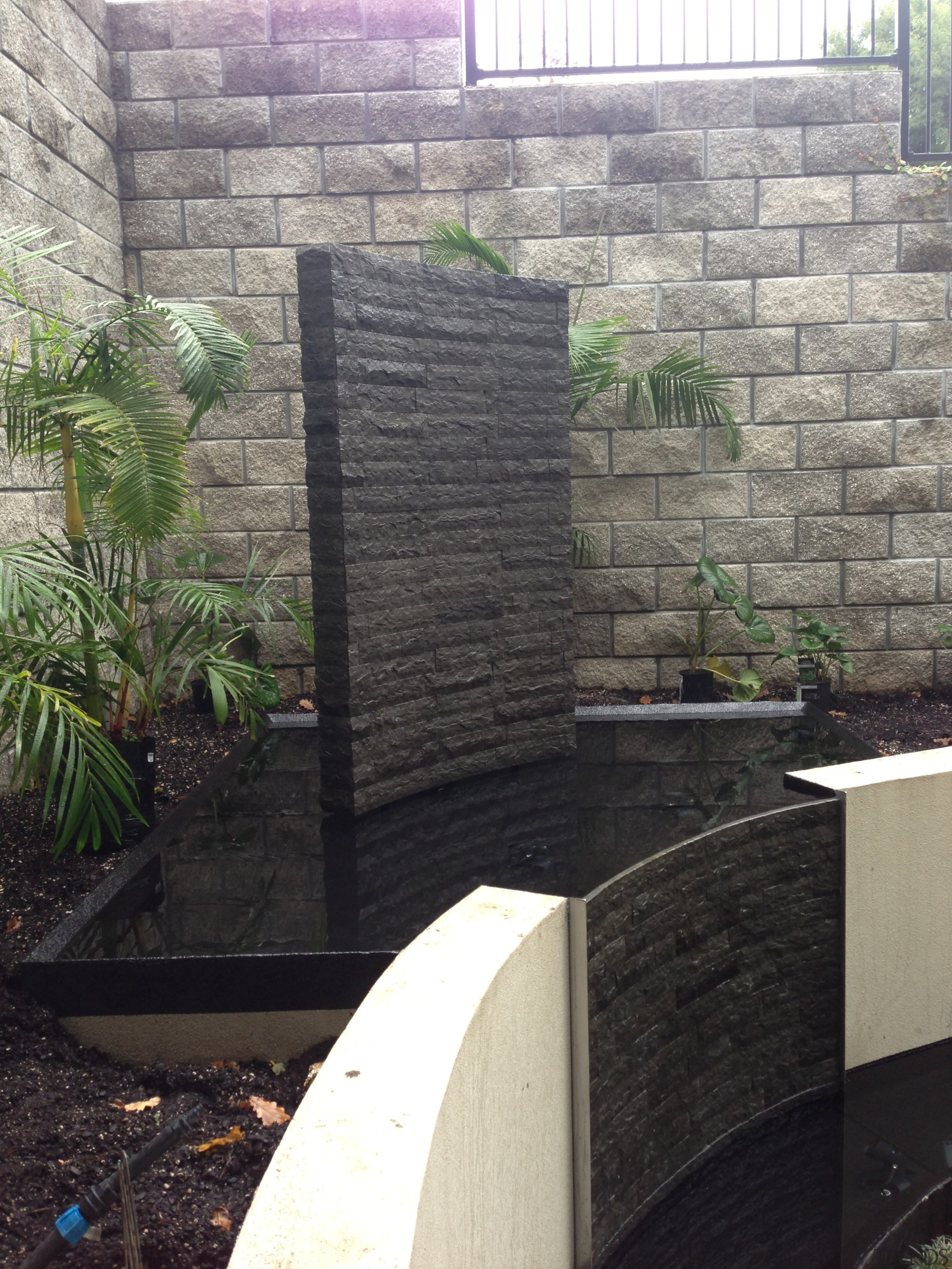 IMG 1 - landscaping | outdoor structure | landscaping, outdoor structure, stone wall, walkway, wall, black, gray