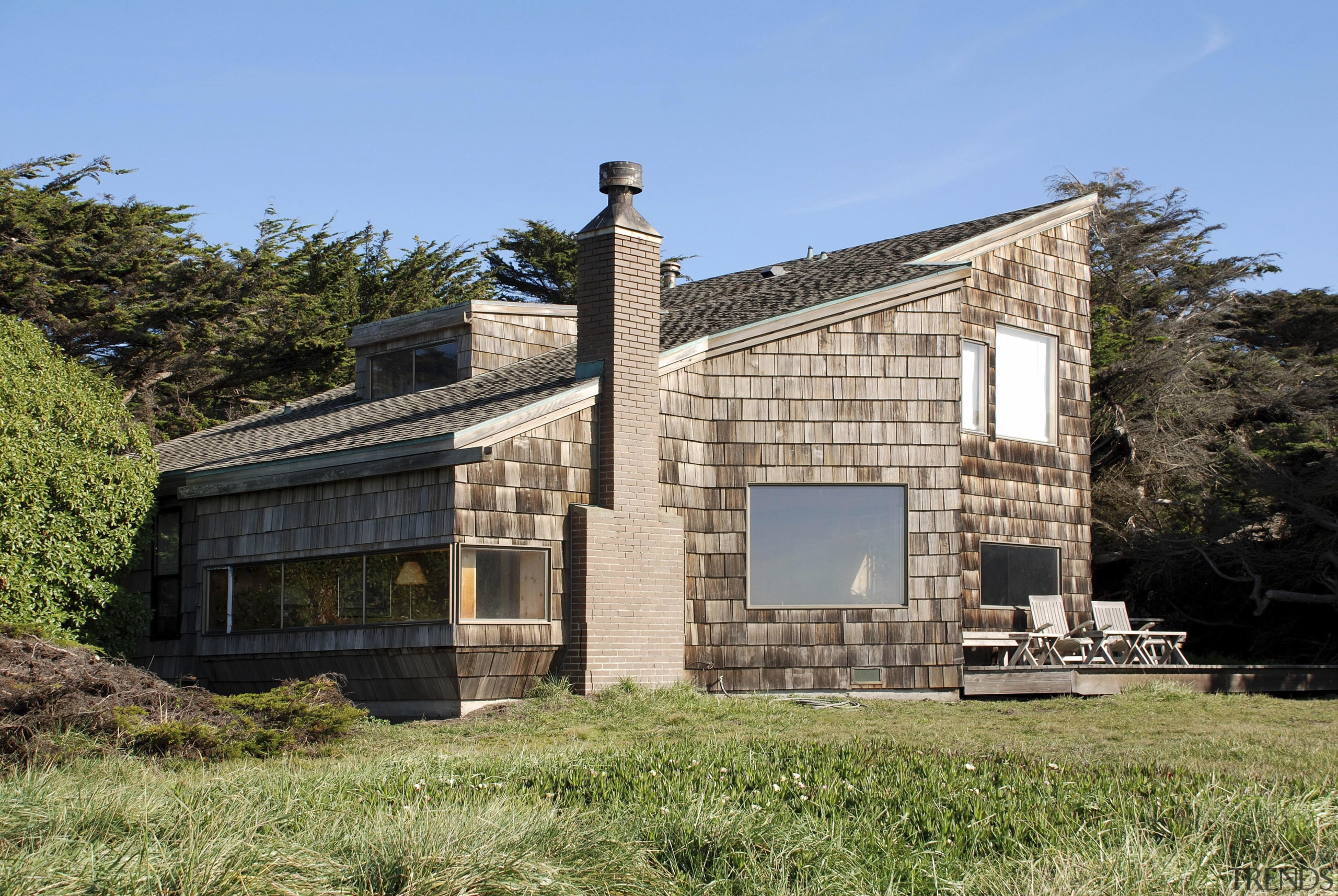 The new exterior is true to the original building, cottage, estate, facade, farmhouse, home, house, property, real estate, villa, teal