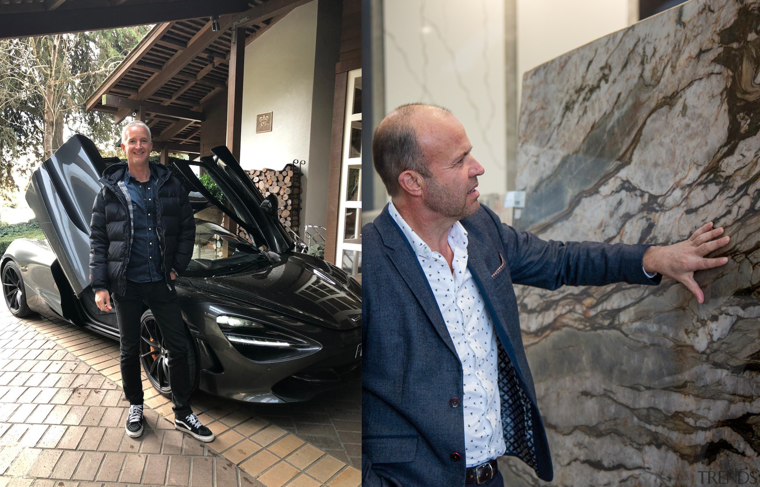 Morgan Cronin (left) and Shane George (right) – automotive design, car, compact car, executive car, luxury vehicle, personal luxury car, sports car, supercar, vehicle, vehicle door, black, gray