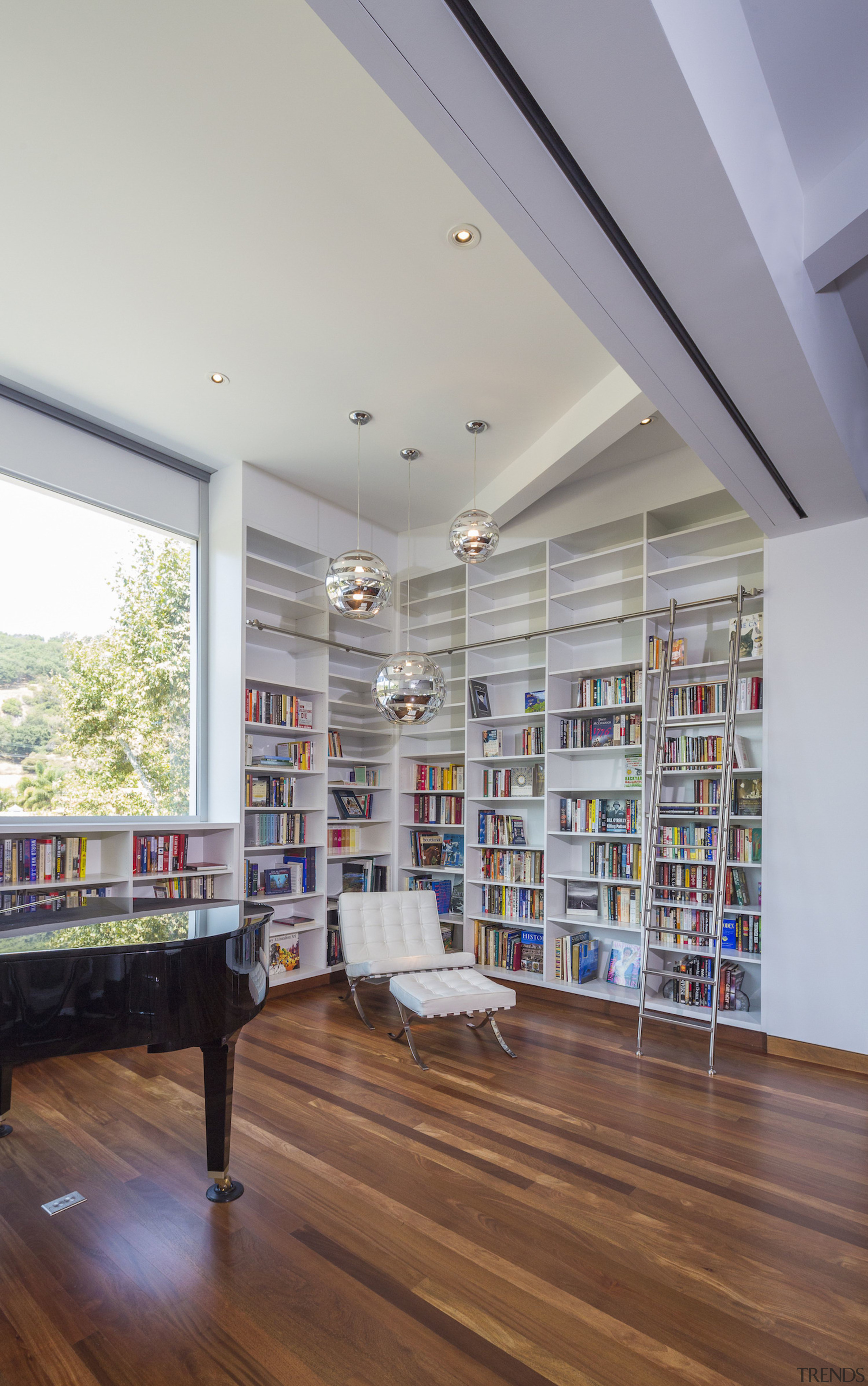 Anx View 21 - architecture | ceiling | architecture, ceiling, daylighting, floor, flooring, interior design, library, loft, public library, shelving, gray