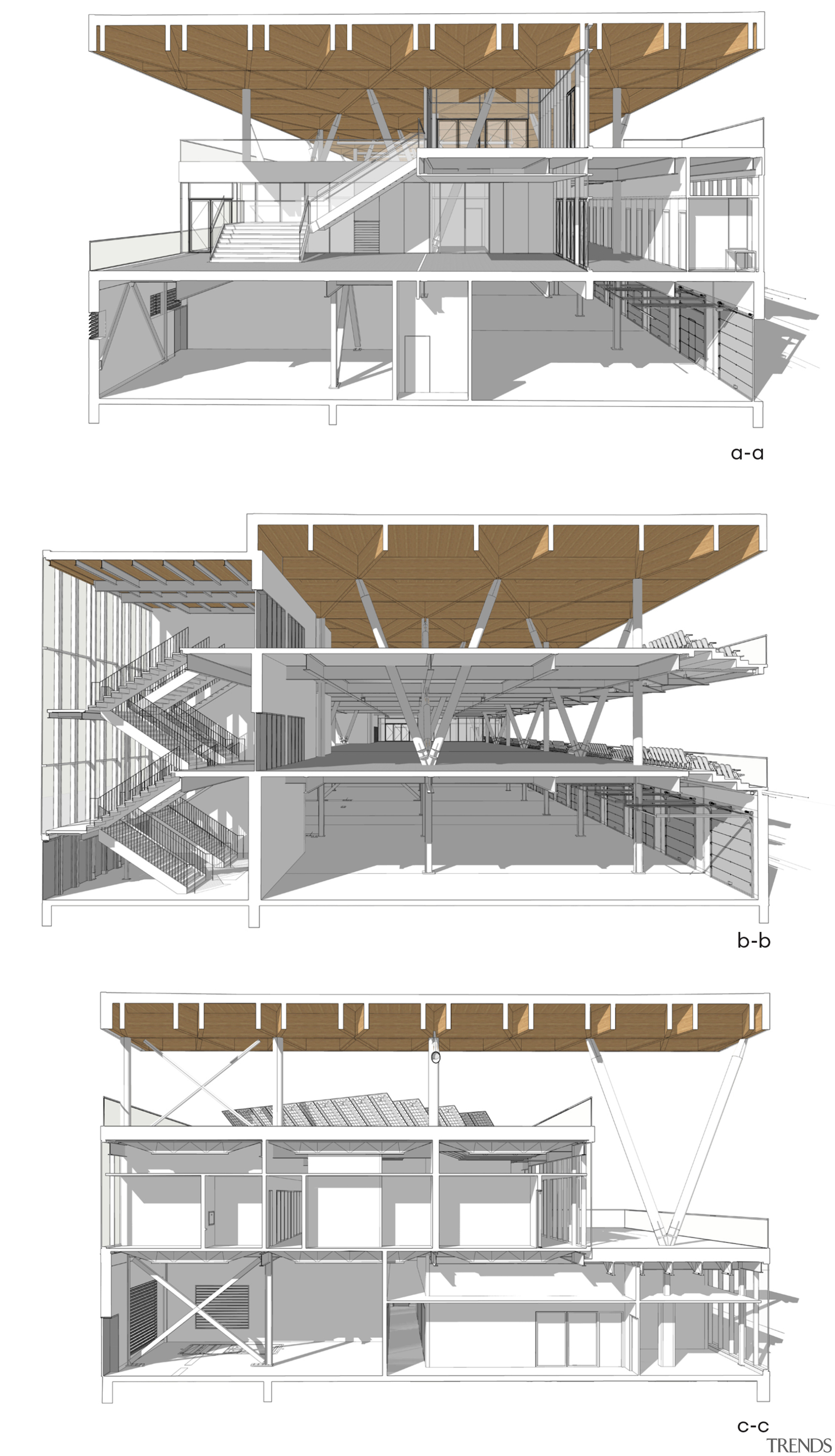 A cross section of the building which can 