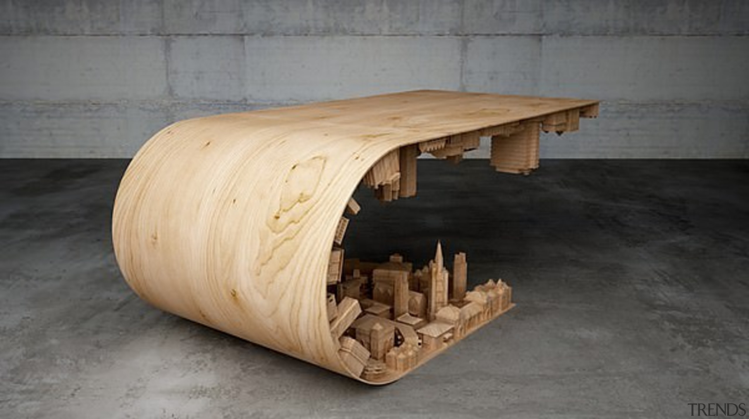 The wave city coffee table - The wave furniture, product design, table, wood, gray, black