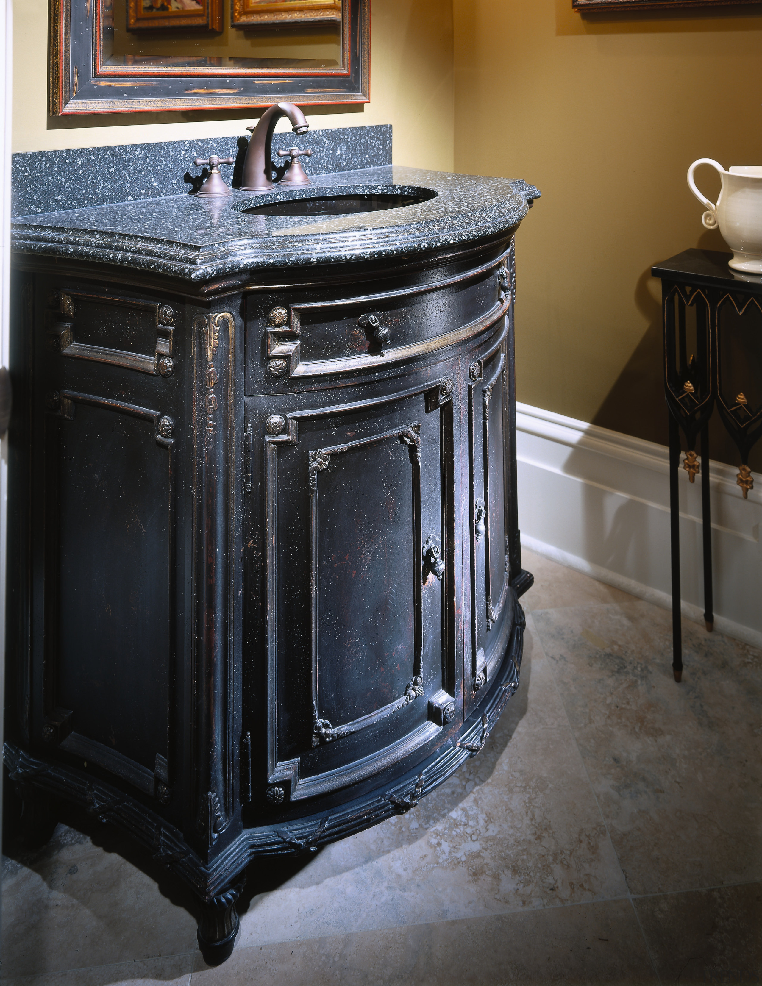 View of the vanity unit - View of cabinetry, floor, furniture, sink, black