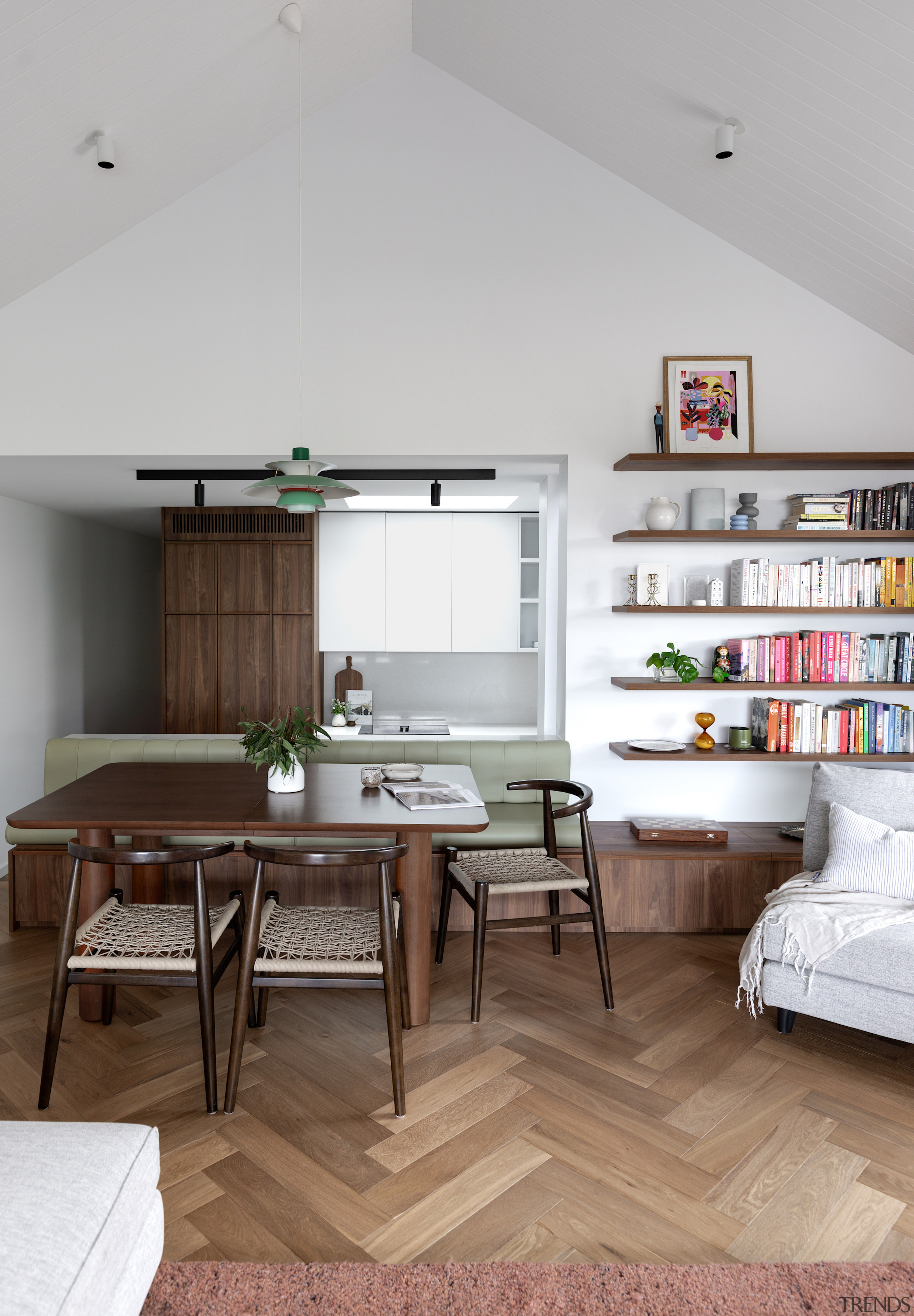 A banquet-style dining area was designed to incorporate 