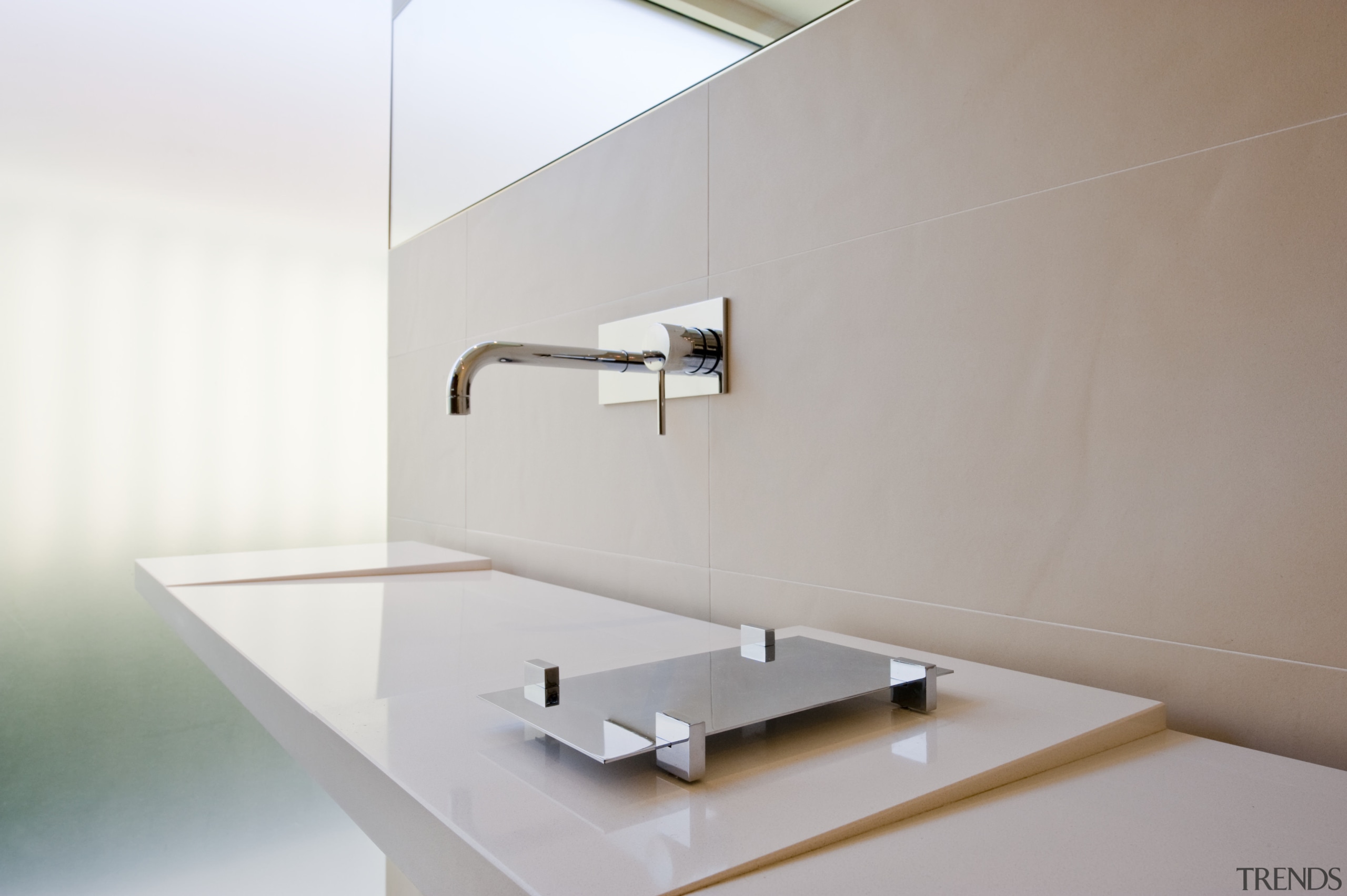 View of home theater powder room designed by angle, bathroom, bathroom sink, floor, interior design, lighting, plumbing fixture, product design, sink, tap, wall, gray