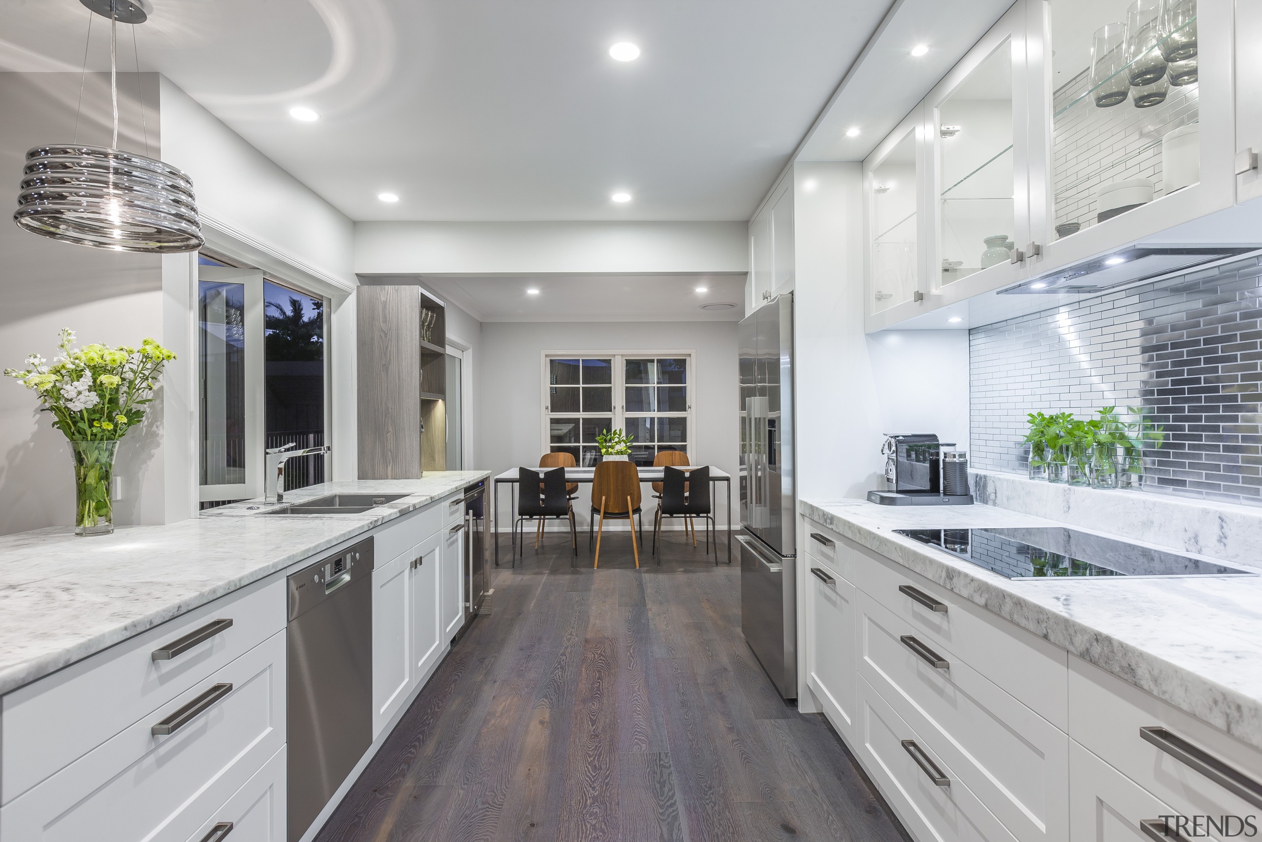 This reinvented kitchen by designer Kira Gray offers countertop, interior design, kitchen, real estate, gray