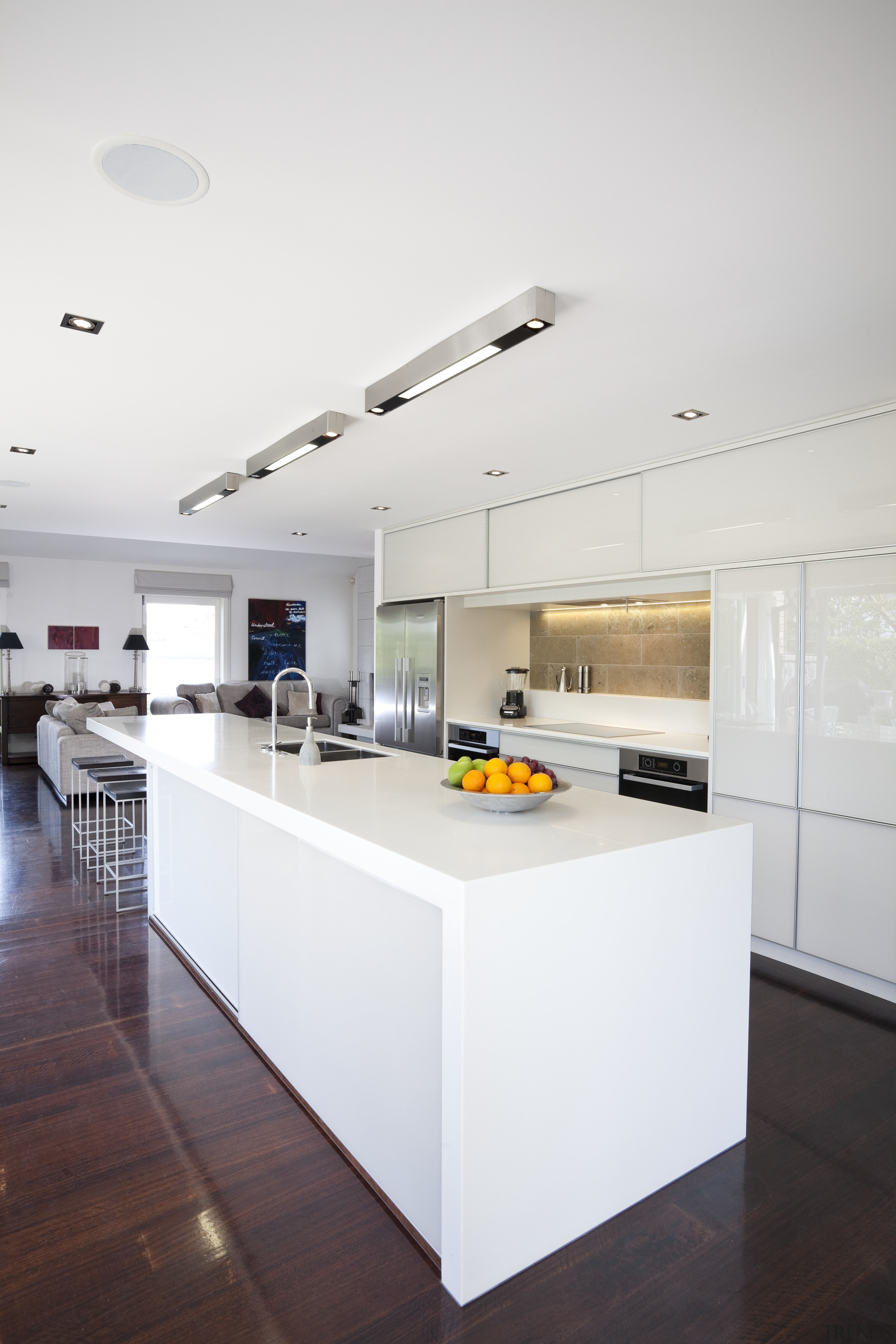 Kitchen designed by Natalie Du Bois. - Kitchen architecture, ceiling, countertop, floor, house, interior design, kitchen, real estate, room, white