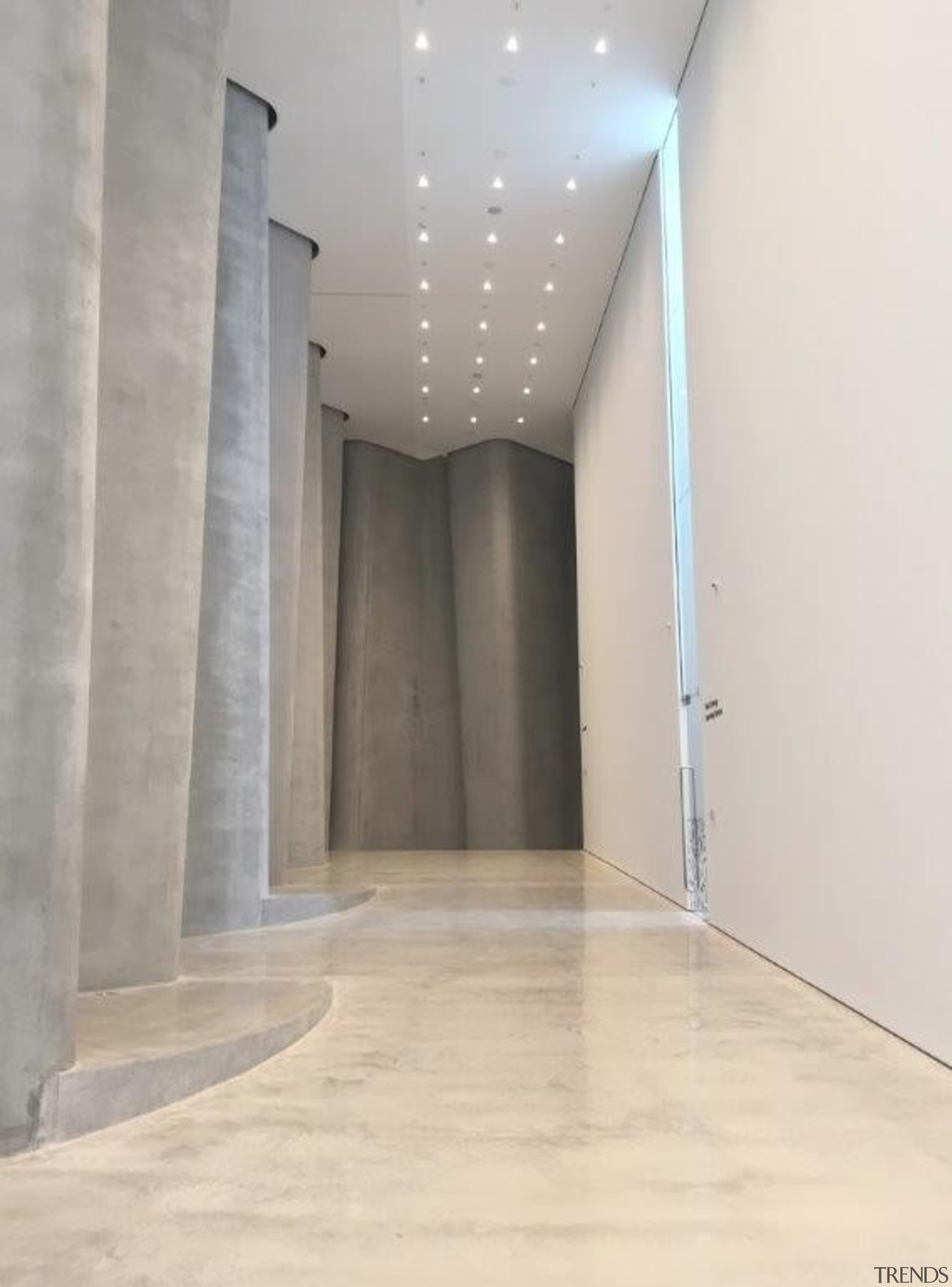 The Len Lye Centre 02 - The Len ceiling, daylighting, floor, flooring, interior design, lighting, property, wall, gray