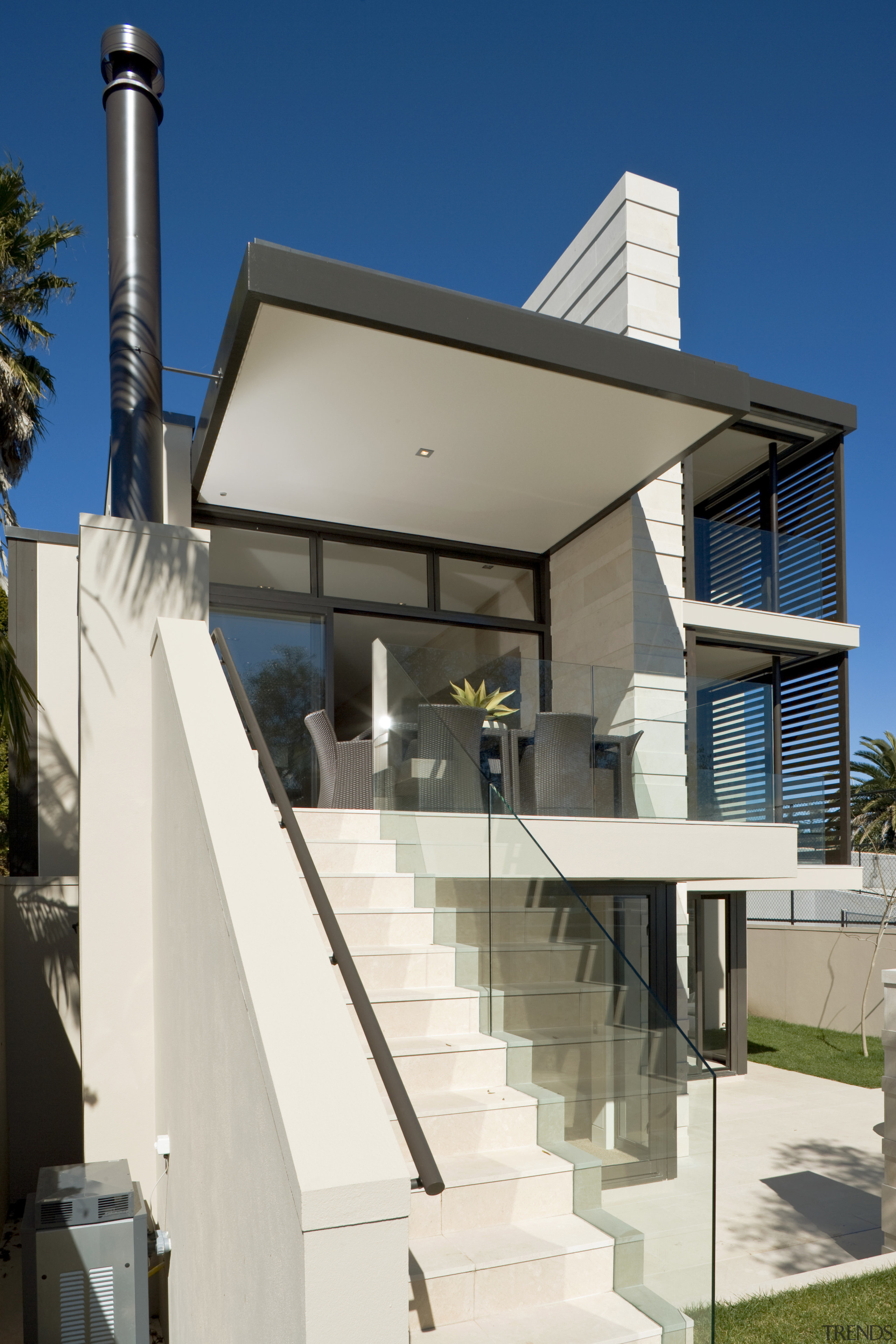 Exterior view of rear of the house which architecture, building, facade, house, residential area, roof, white