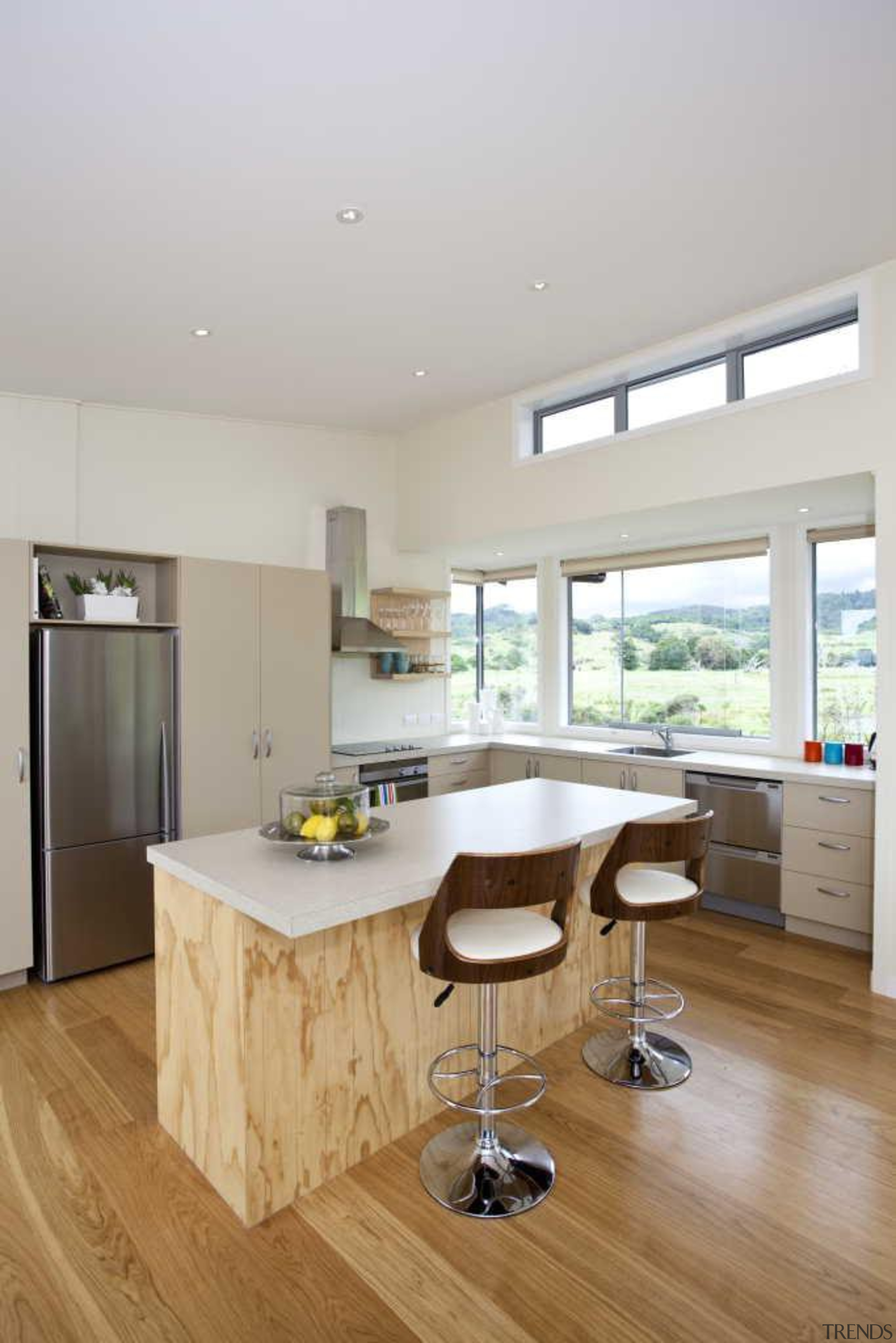 Timber flooring - Kitchen - countertop | floor countertop, floor, flooring, hardwood, interior design, kitchen, laminate flooring, real estate, room, wood flooring, gray