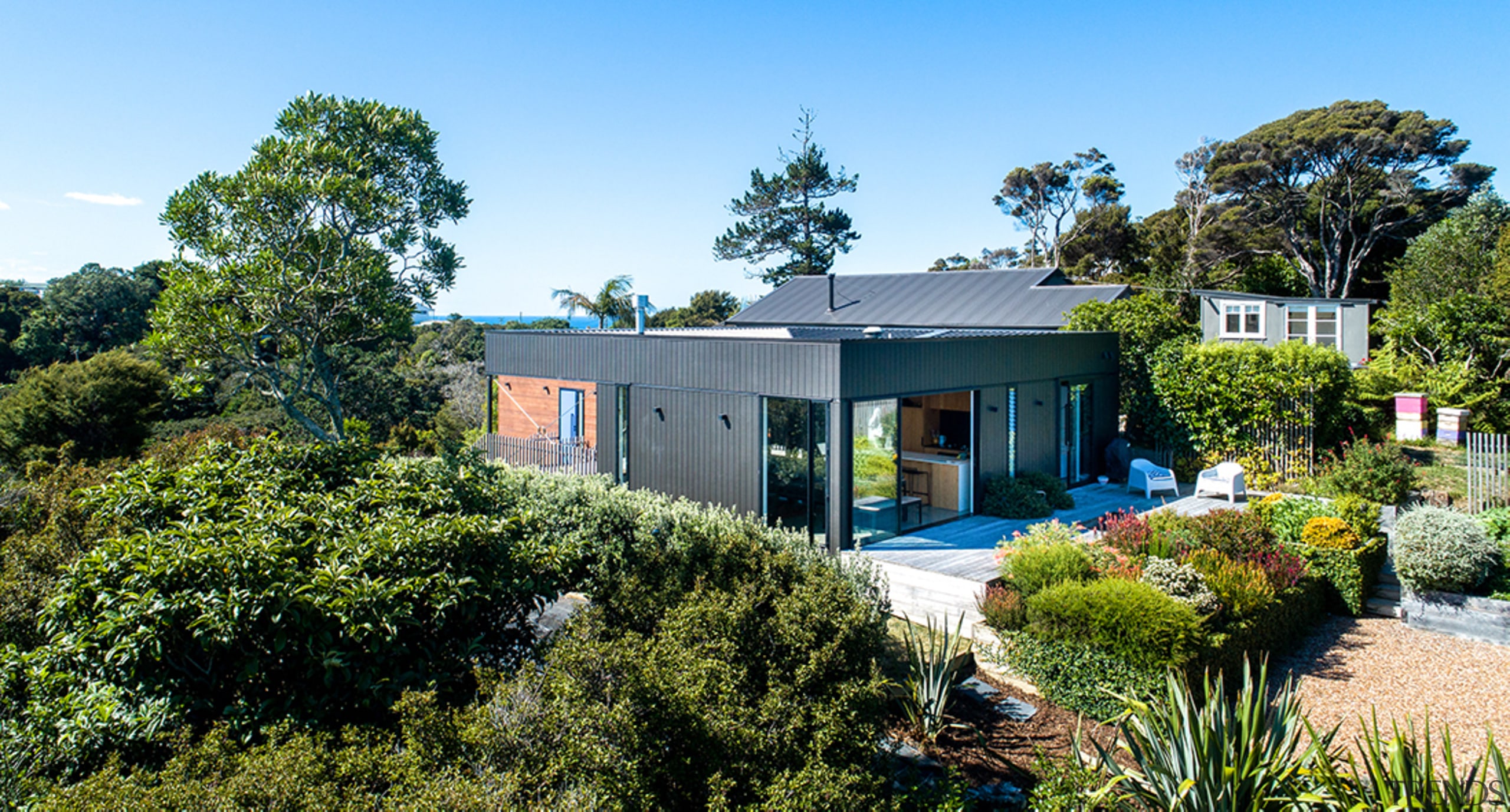 Privacy is built/planted into this landscape design. 