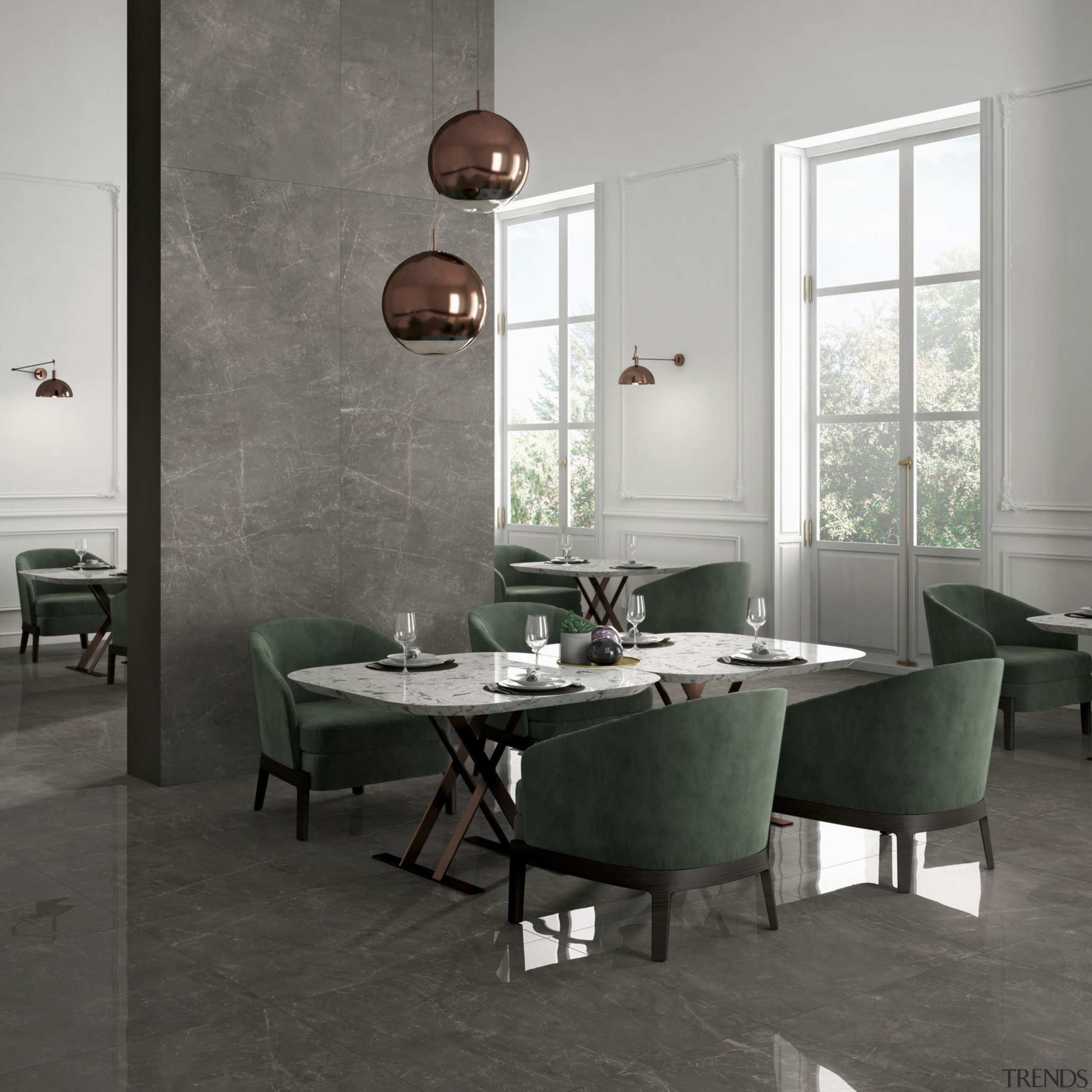 Trilogy Sky Smoke - Trilogy Sky Smoke - floor, flooring, furniture, interior design, table, tile, wall, gray, black