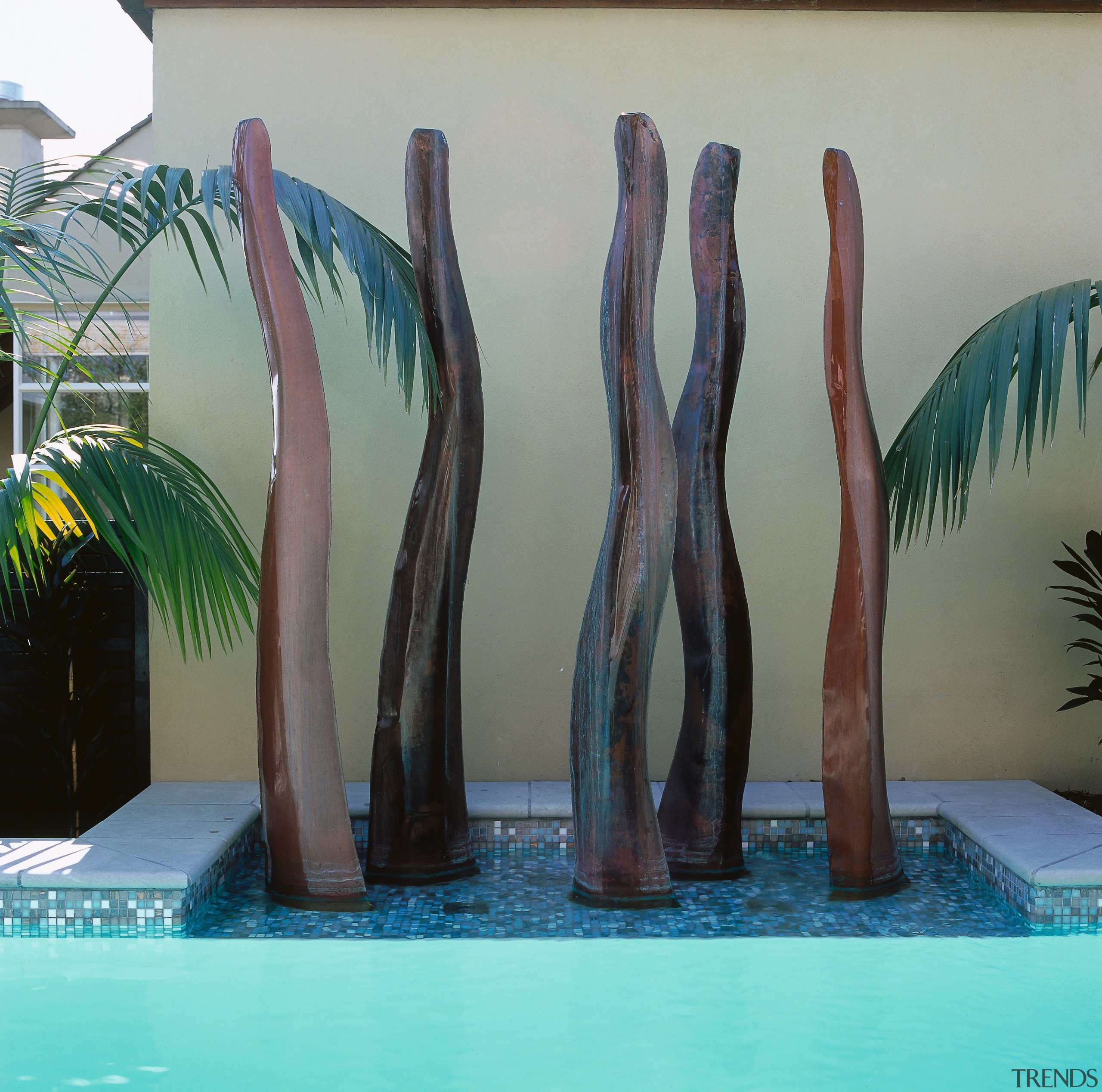 view of this pool designed by mayfair pools arecales, leisure, plant, sculpture, swimming pool, tree, water, water feature, gray