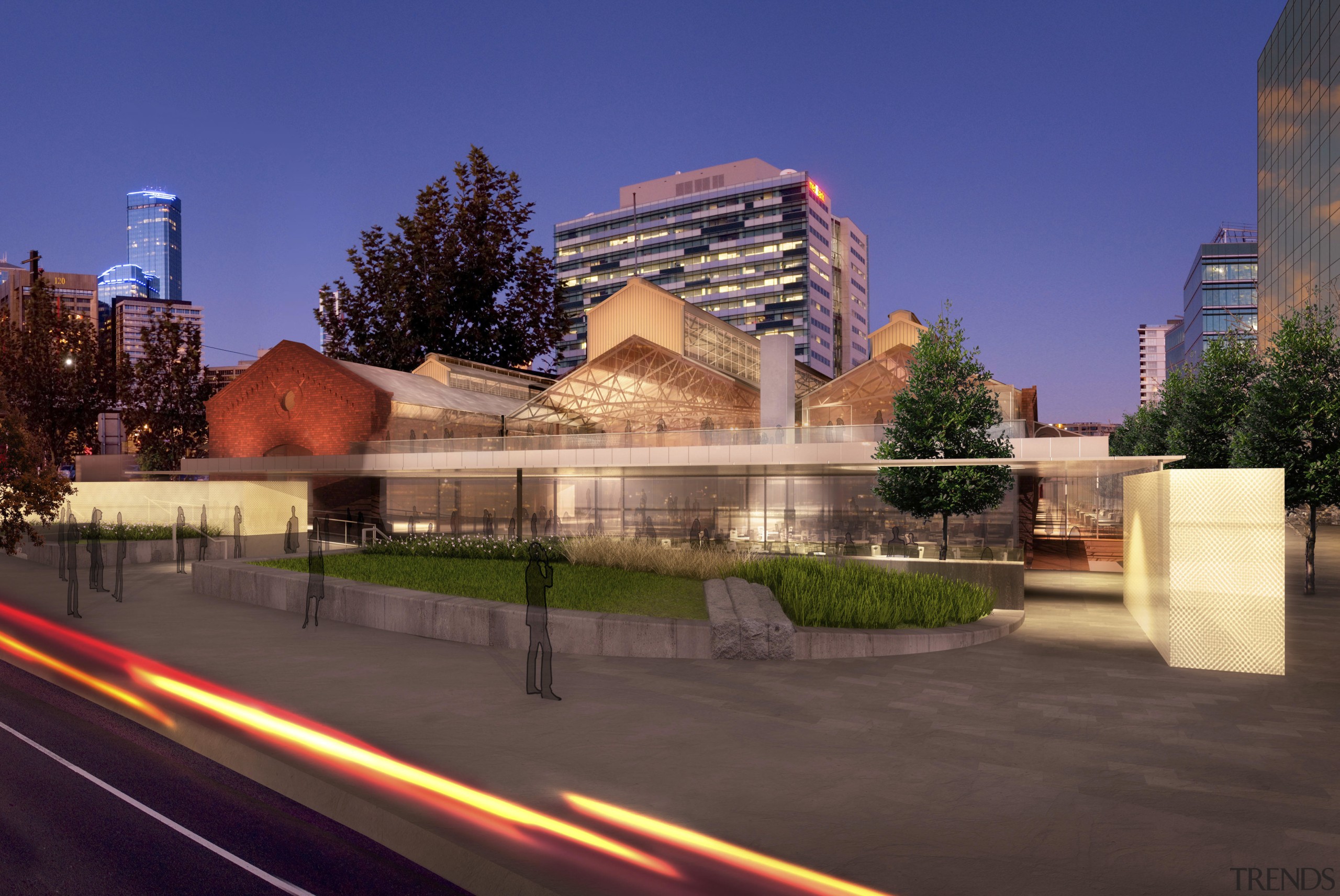 737 Bourke Street is a new development by architecture, building, city, cityscape, daytime, downtown, evening, landmark, lighting, metropolis, metropolitan area, mixed use, night, plaza, real estate, reflection, residential area, sky, skyline, skyscraper, tourist attraction, tree, urban area, water, blue