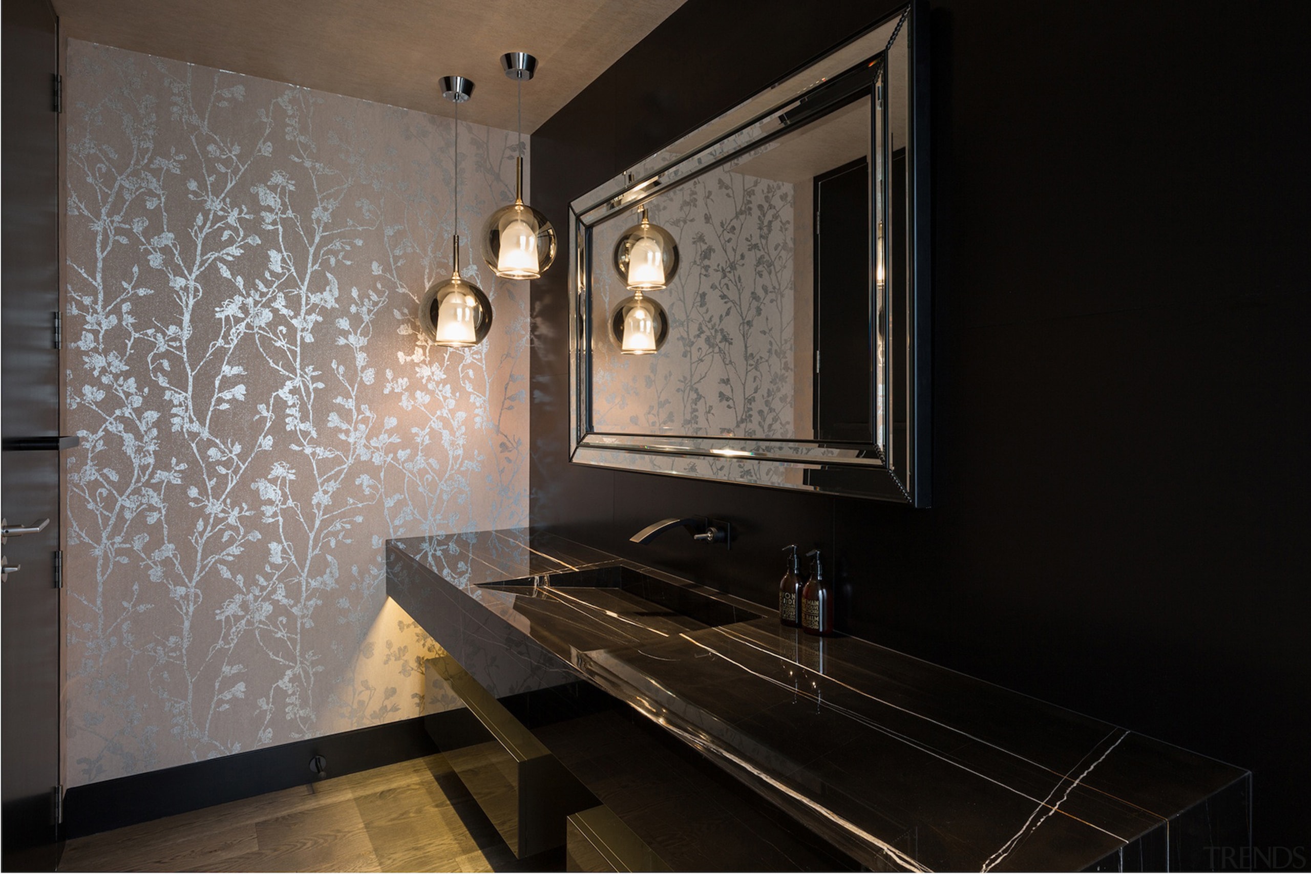 The smallest room in the home can still interior design, room, black, gray