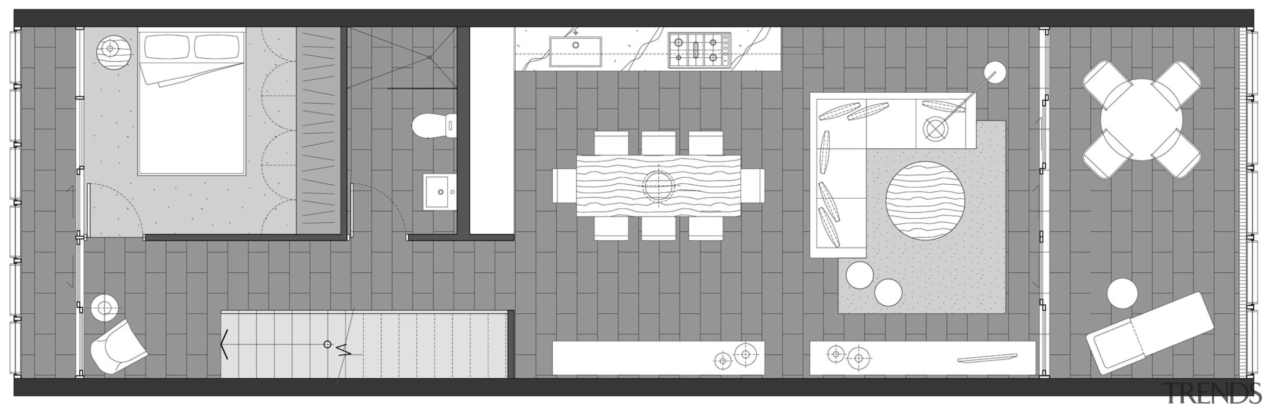 Image of floor plans for the Hue apartment architecture, area, black and white, building, design, elevation, facade, floor plan, home, house, line, pattern, plan, product design, structure, white, gray