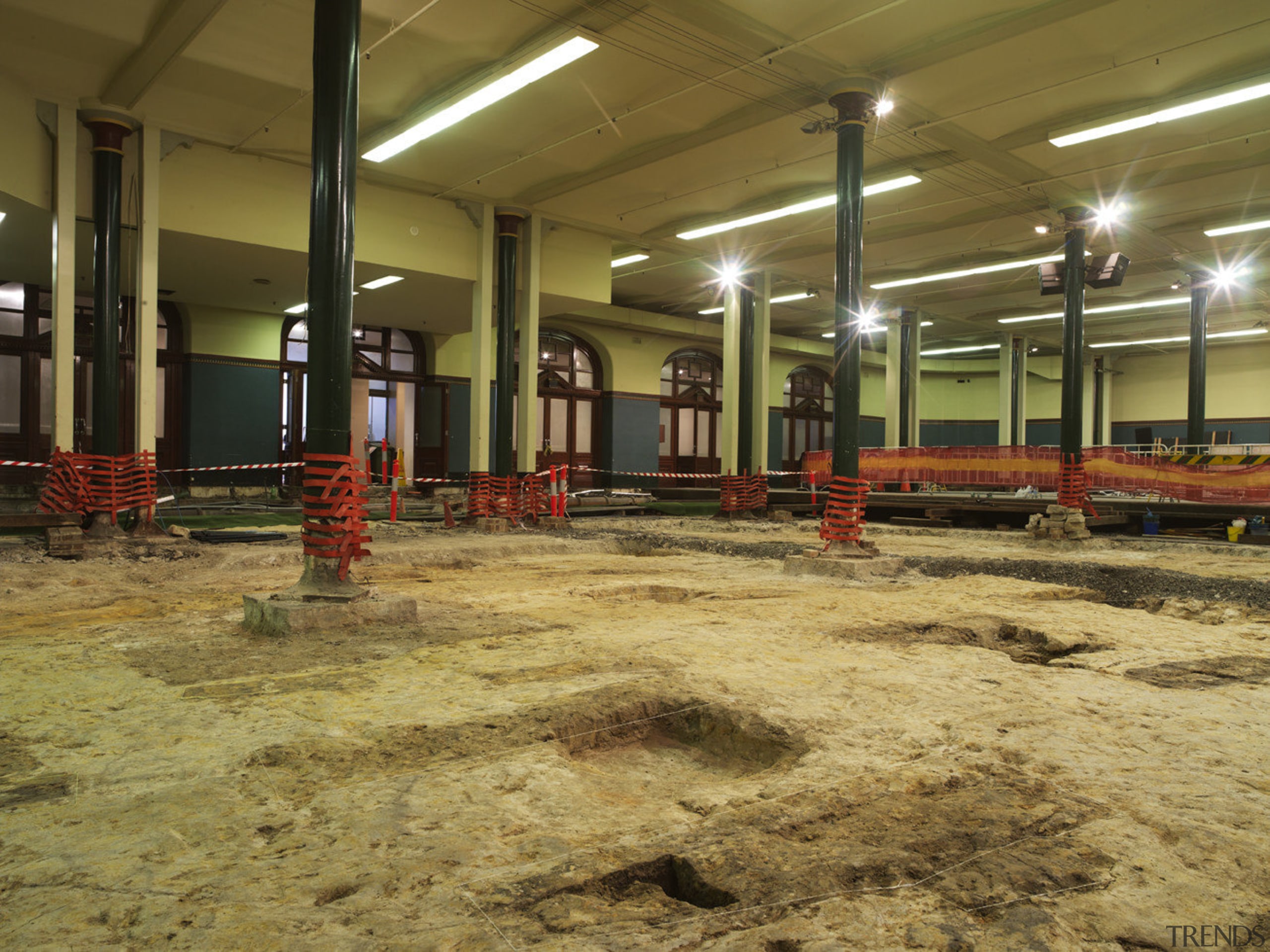 View of the renovated Sydney town hall featuring leisure centre, sport venue, structure, brown