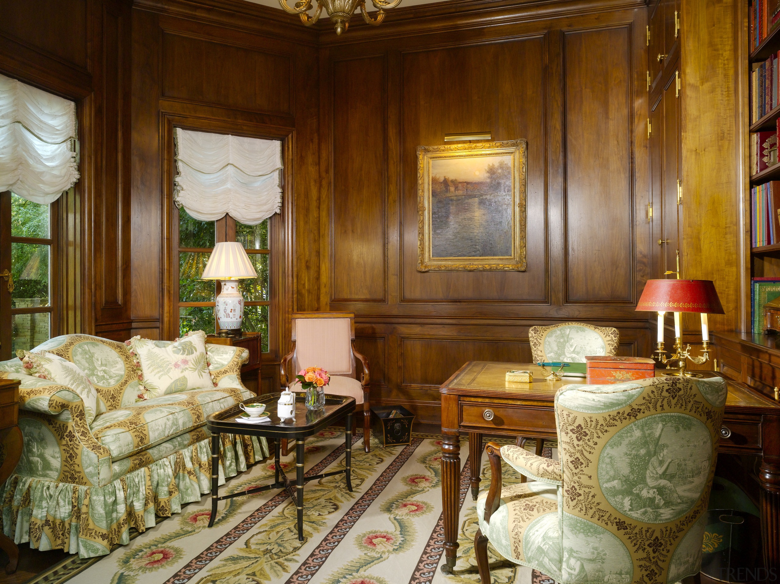 VIew of home built to reflect the style estate, home, house, interior design, living room, room, window, brown