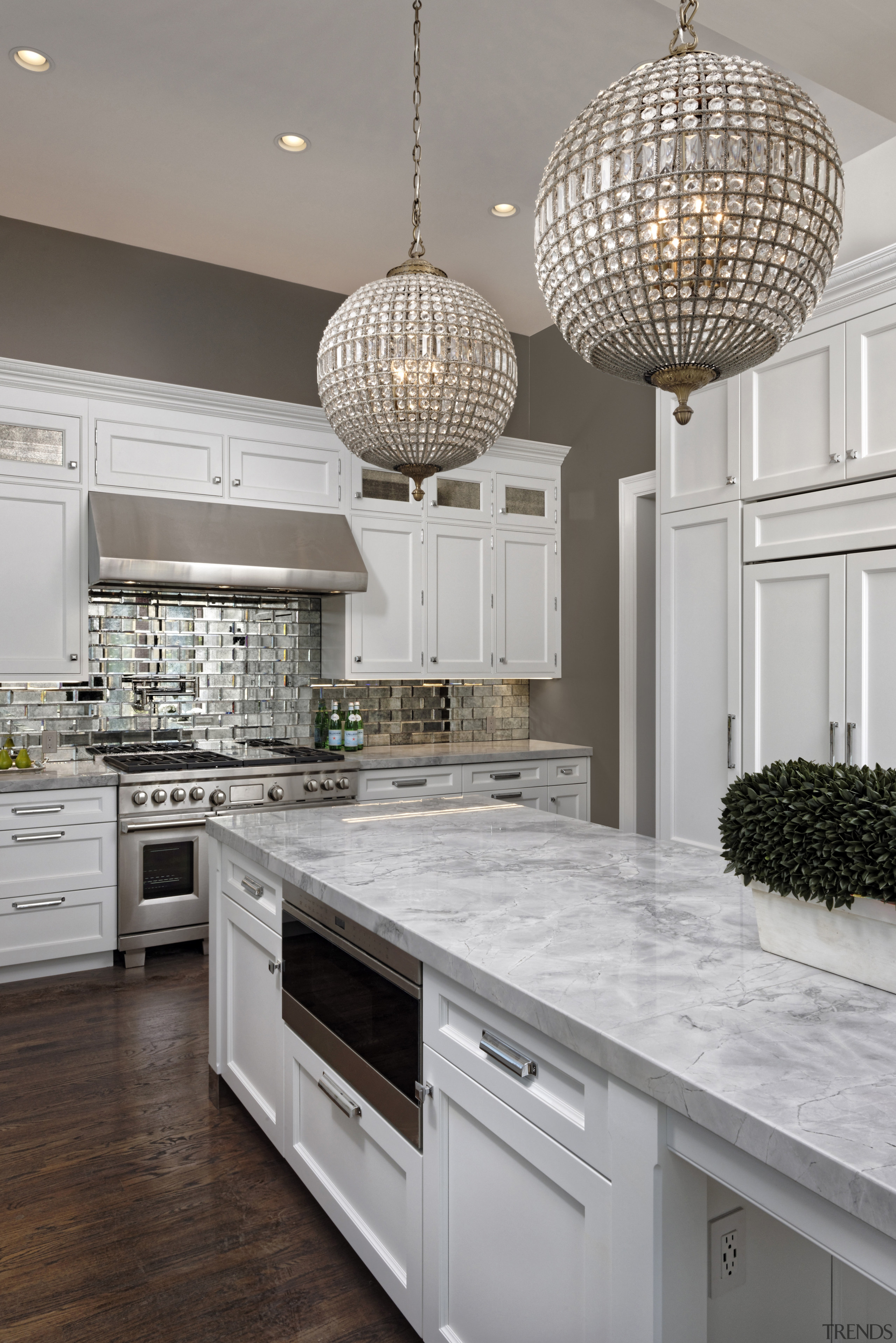 The upper cabinets in this kitchen are built cabinetry, countertop, cuisine classique, flooring, interior design, kitchen, room, gray