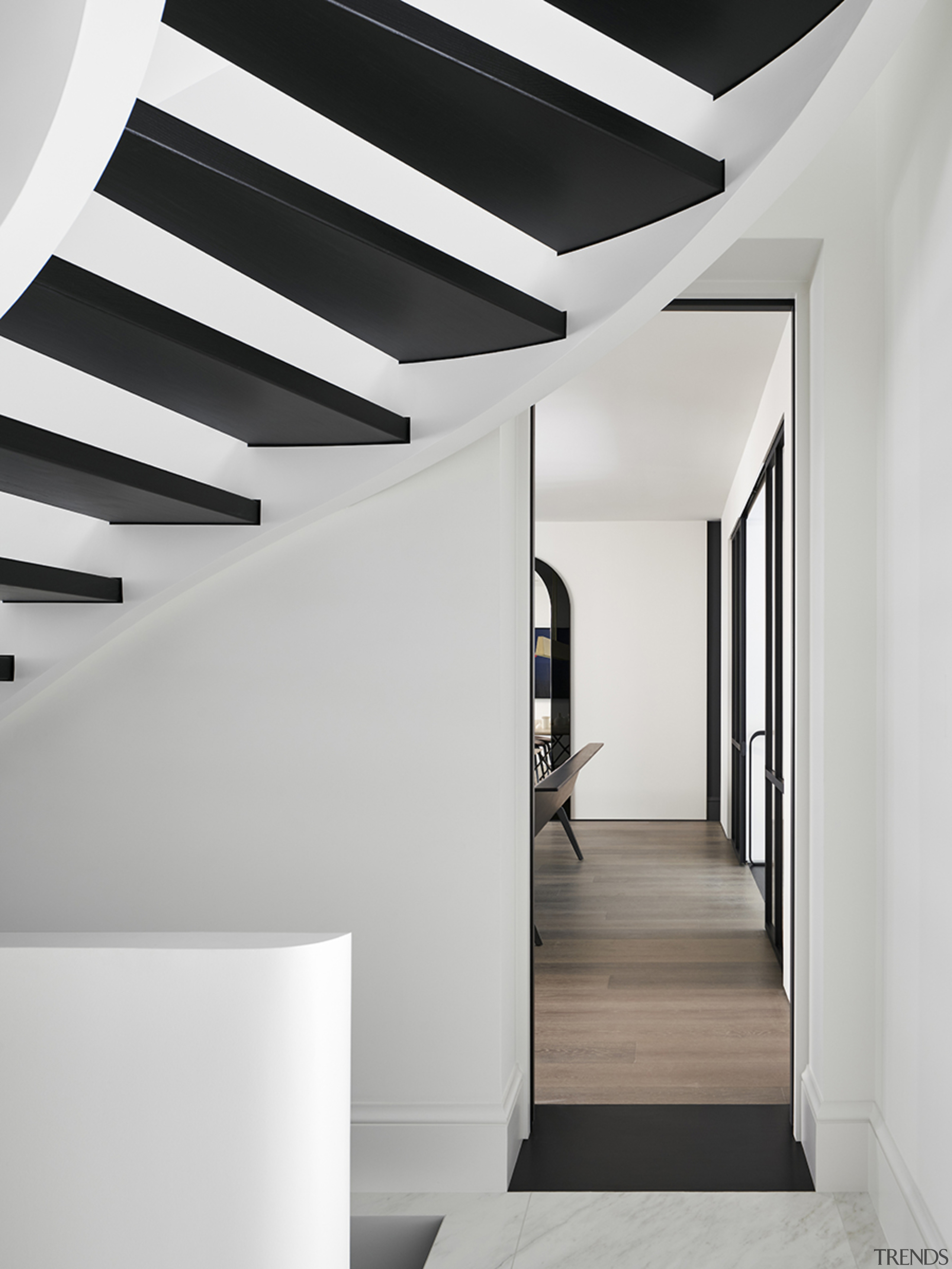 Even the underside of this staircase is something gray, white