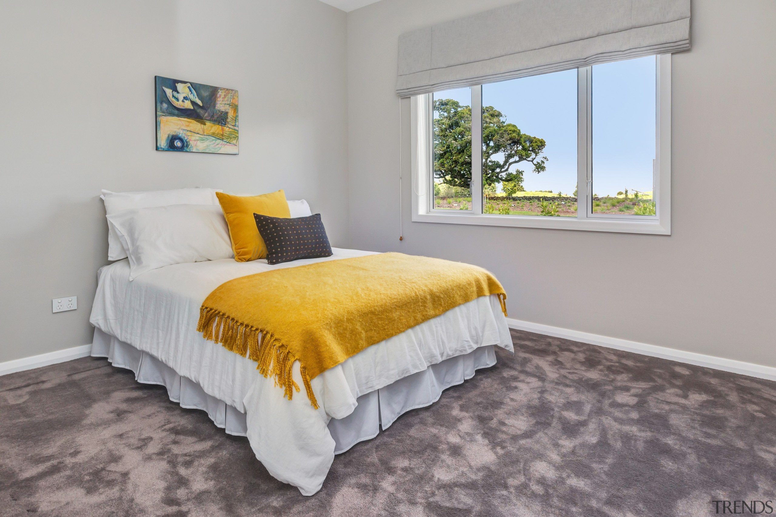 Lovely double bedroom in Landmark Homes Whangarei Showhome, bed frame, bedroom, floor, home, property, real estate, room, gray